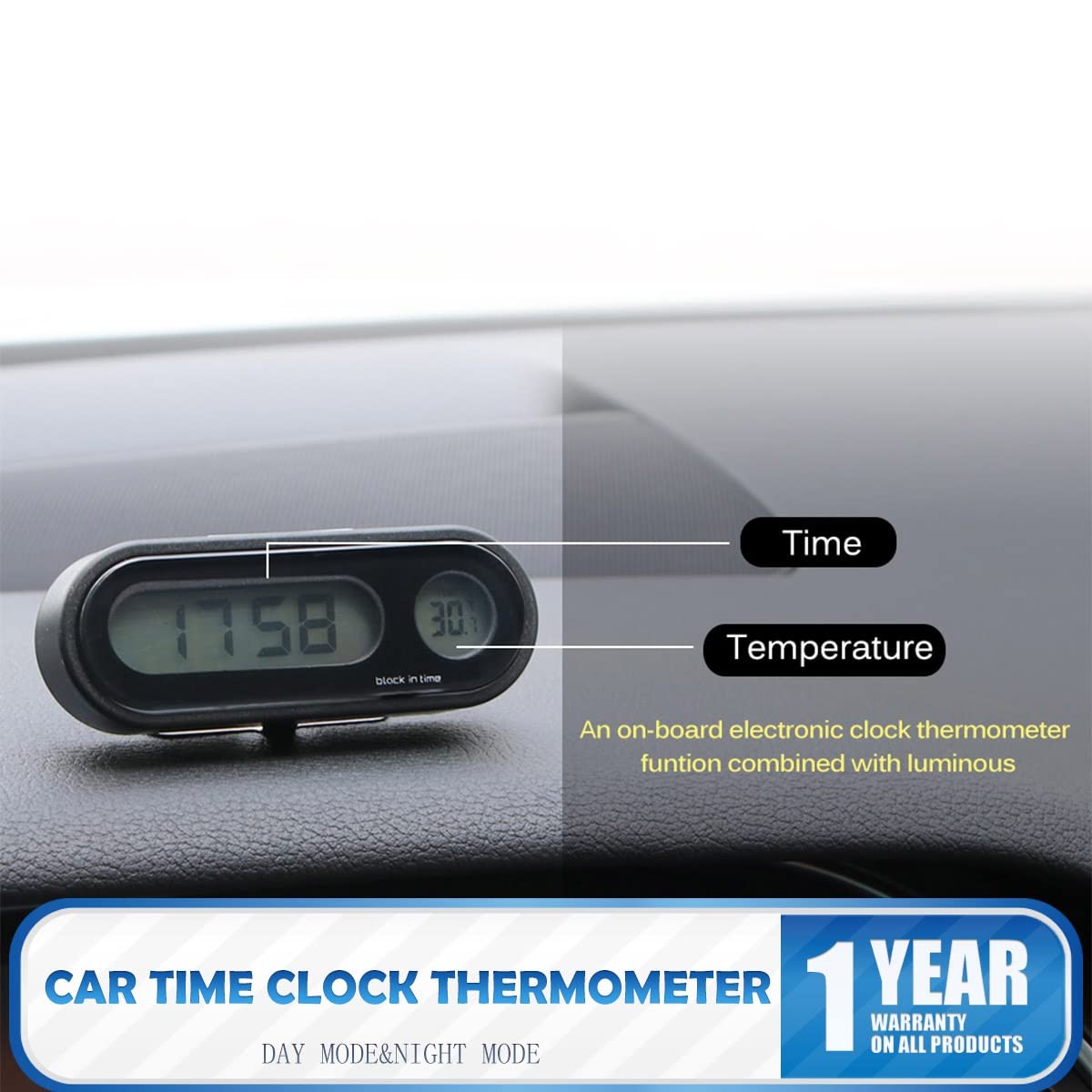 2in1 LED Digital Clock Thermometer with LCD Backlight, Supports 12...