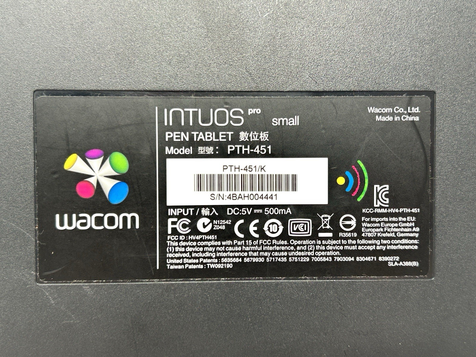 Wacom Intuos Pro Small PTH-451 Graphics Drawing Tablet & USB Cable - NO PEN
