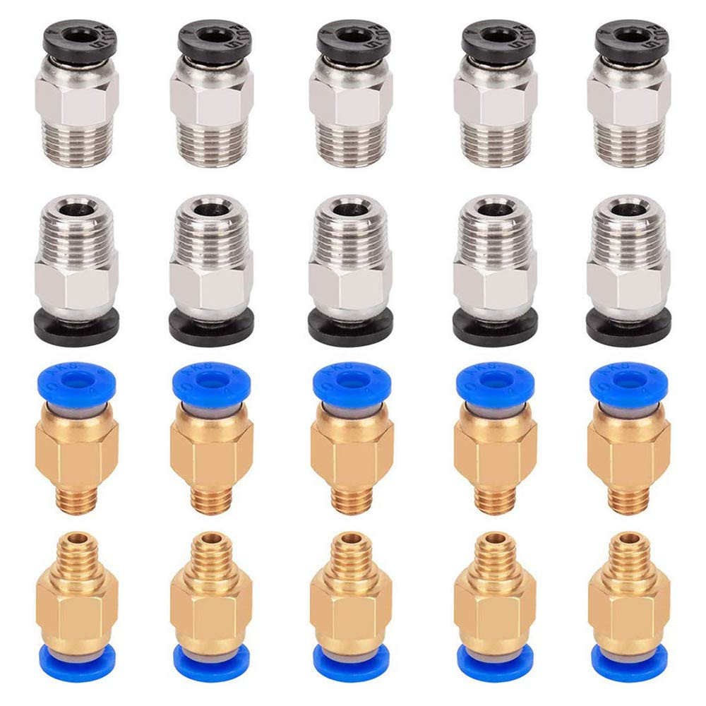 10 Pcs PC4-M6 Pneumatic Fitting and 10 Pcs PC4-M10 Pneumatic Fitting for Crea...