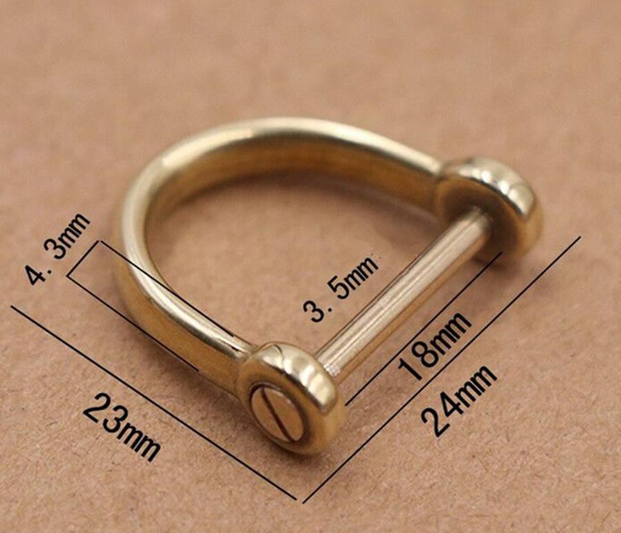 Solid Brass copper forged D shackle Leather pin for screw anchor hook Paracord