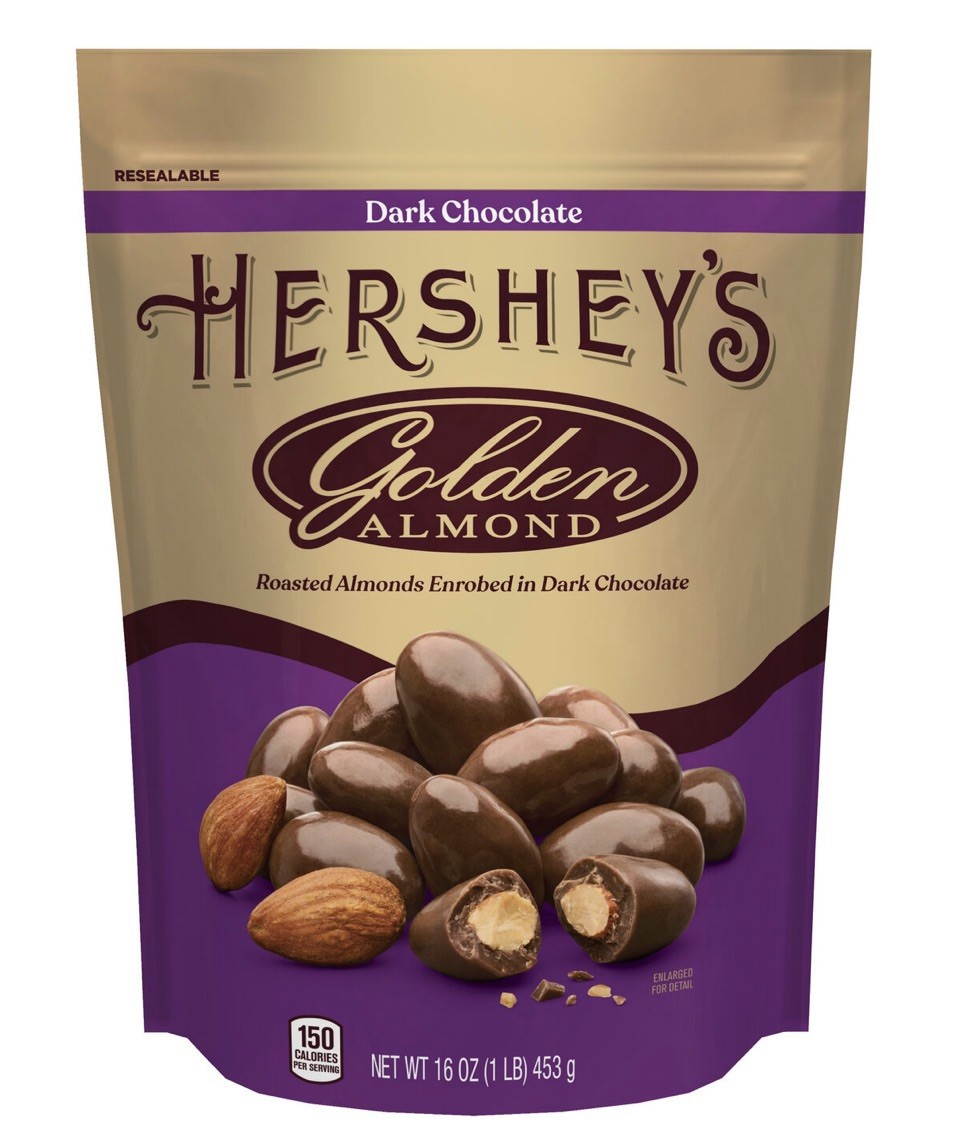 NEW! HERSHEY'S GOLDEN ALMOND Dark Chocolate Covered Almonds, 16 oz, SHIPS COOL!