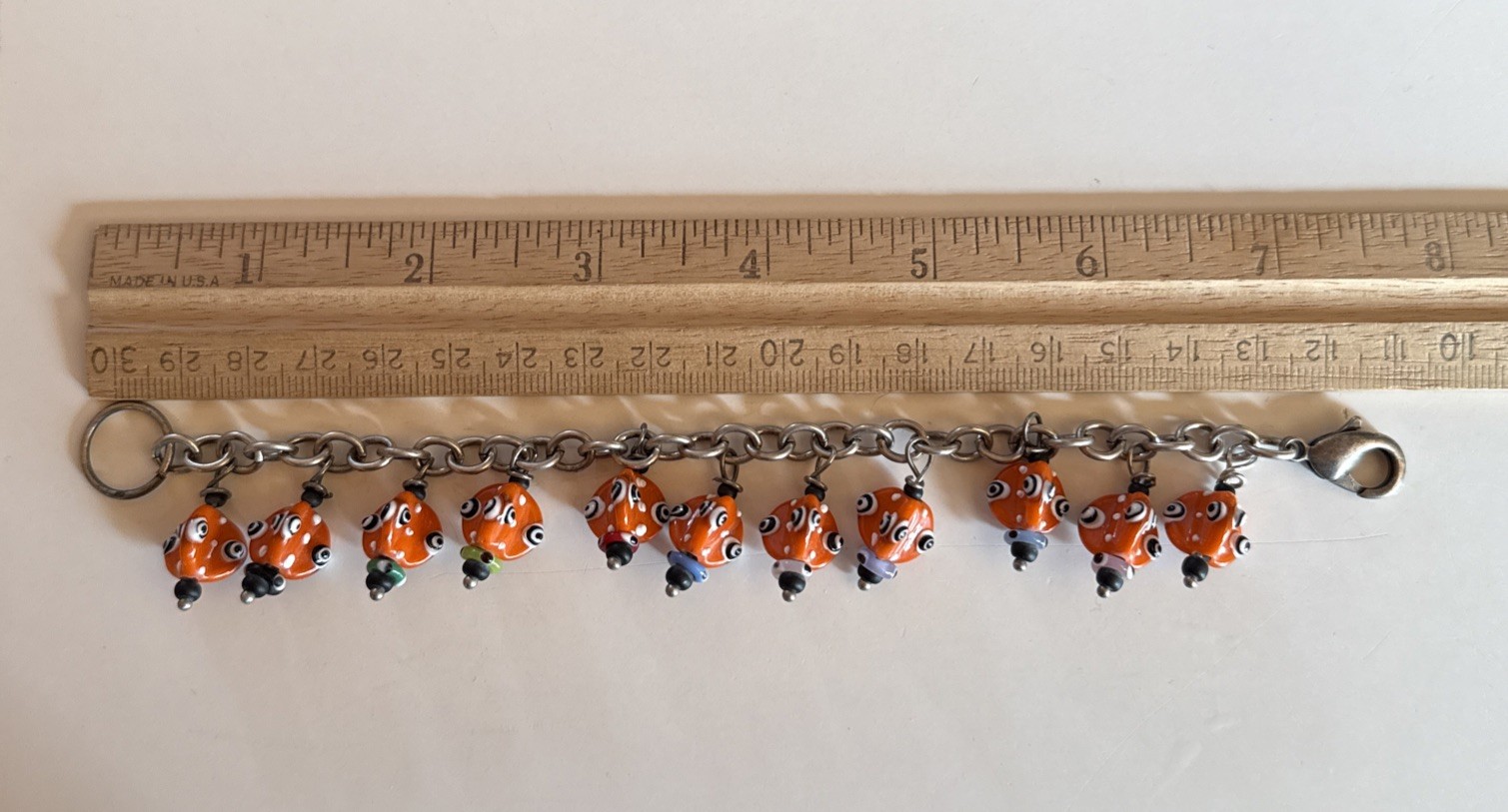 Hand Crafted Artisan Bracelet Made From Orange Glass Beads