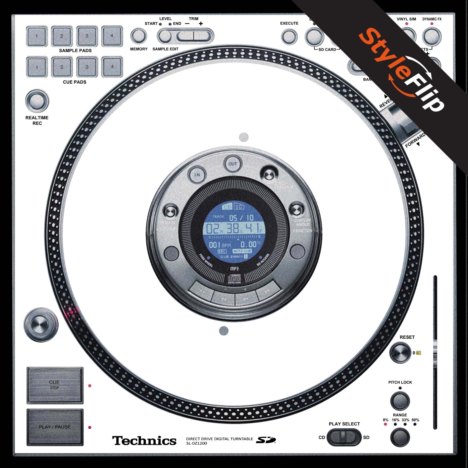 Technics SL - DZ1200 Skins | White | Protective Decal | StyleFlip Skins