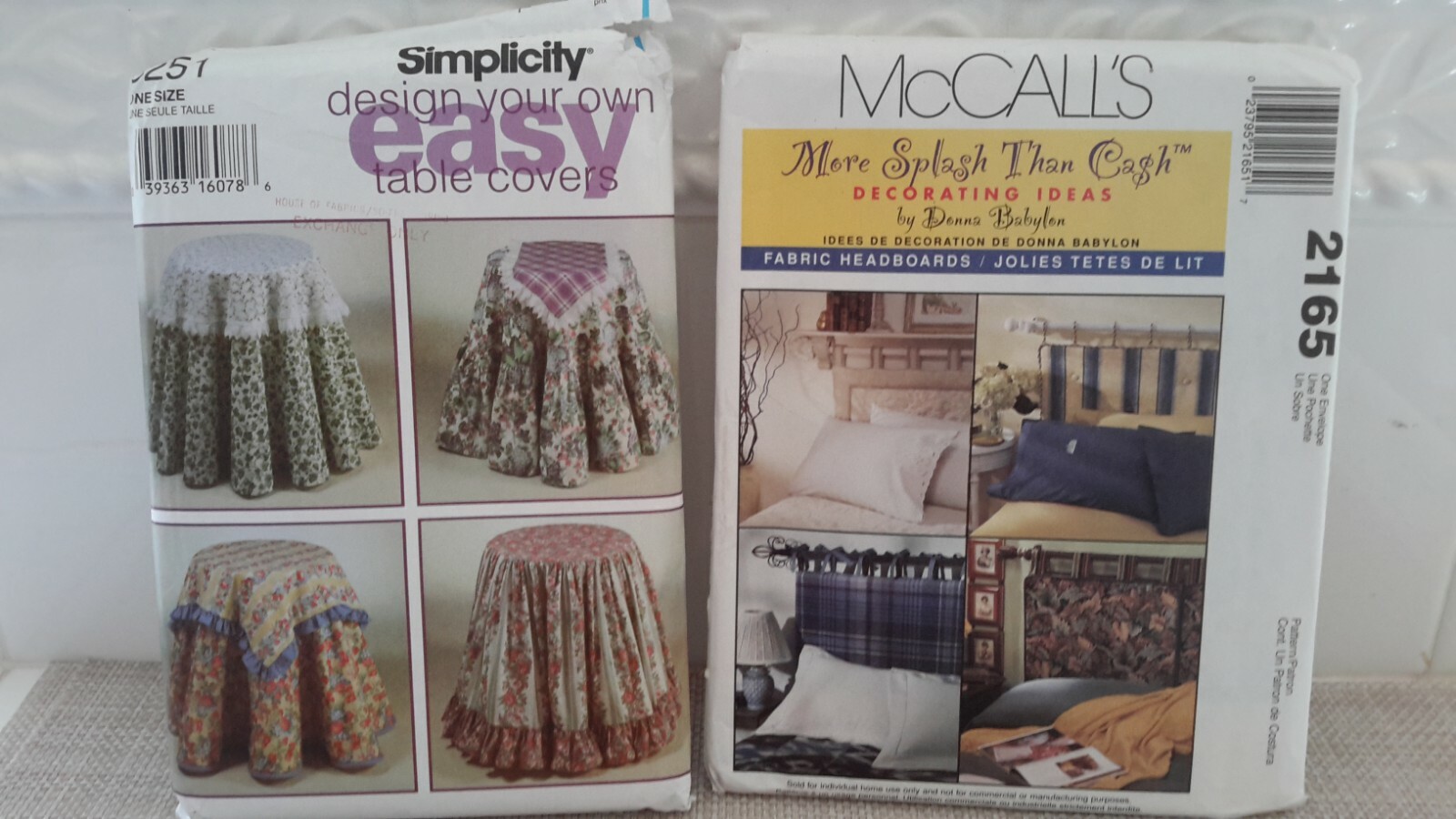 Lot of 2 Assorted Home Decor McCall's Simplicity Sewing Patterns UNCUT