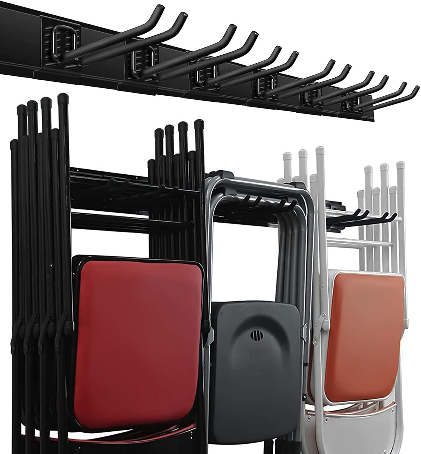 Wallmaster Garage Storage Organization Wall Mount, 6Hooks+3Panels, Black