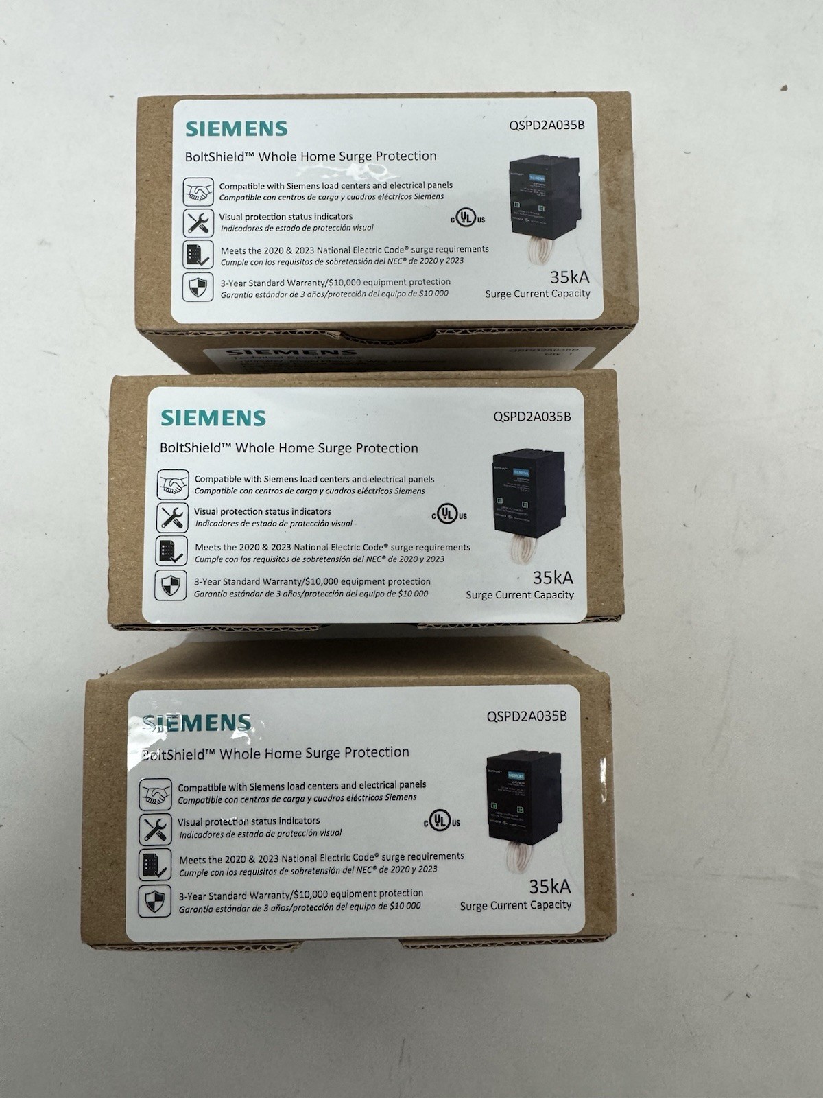 LOT OF 3 Siemens Boltshield 2-Pole Plug-in Surge Protection Device NEW & SEALED!