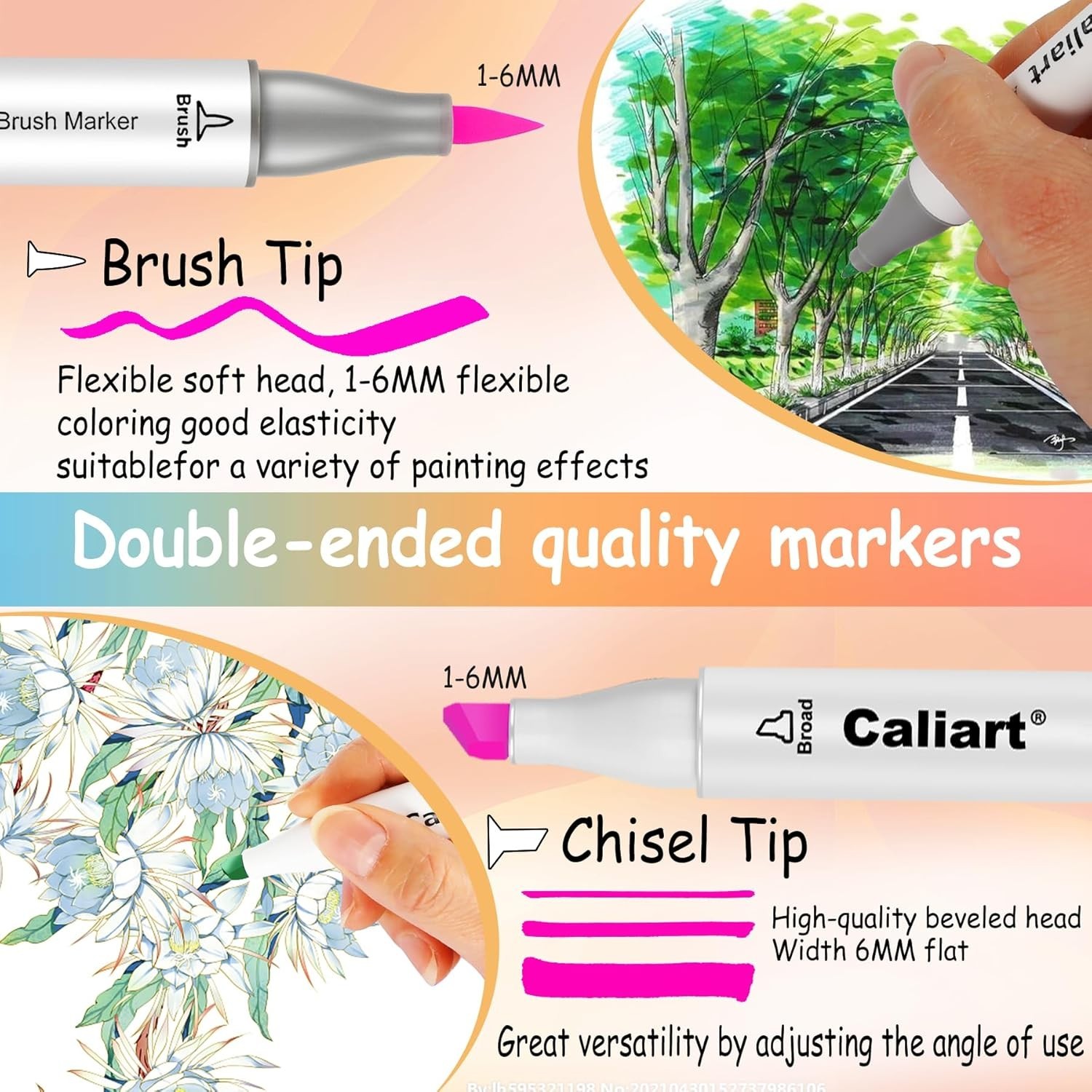 51 Multicolor Brush & Chisel Dual-Tip Markers - Perfect for Art Enthusiasts
