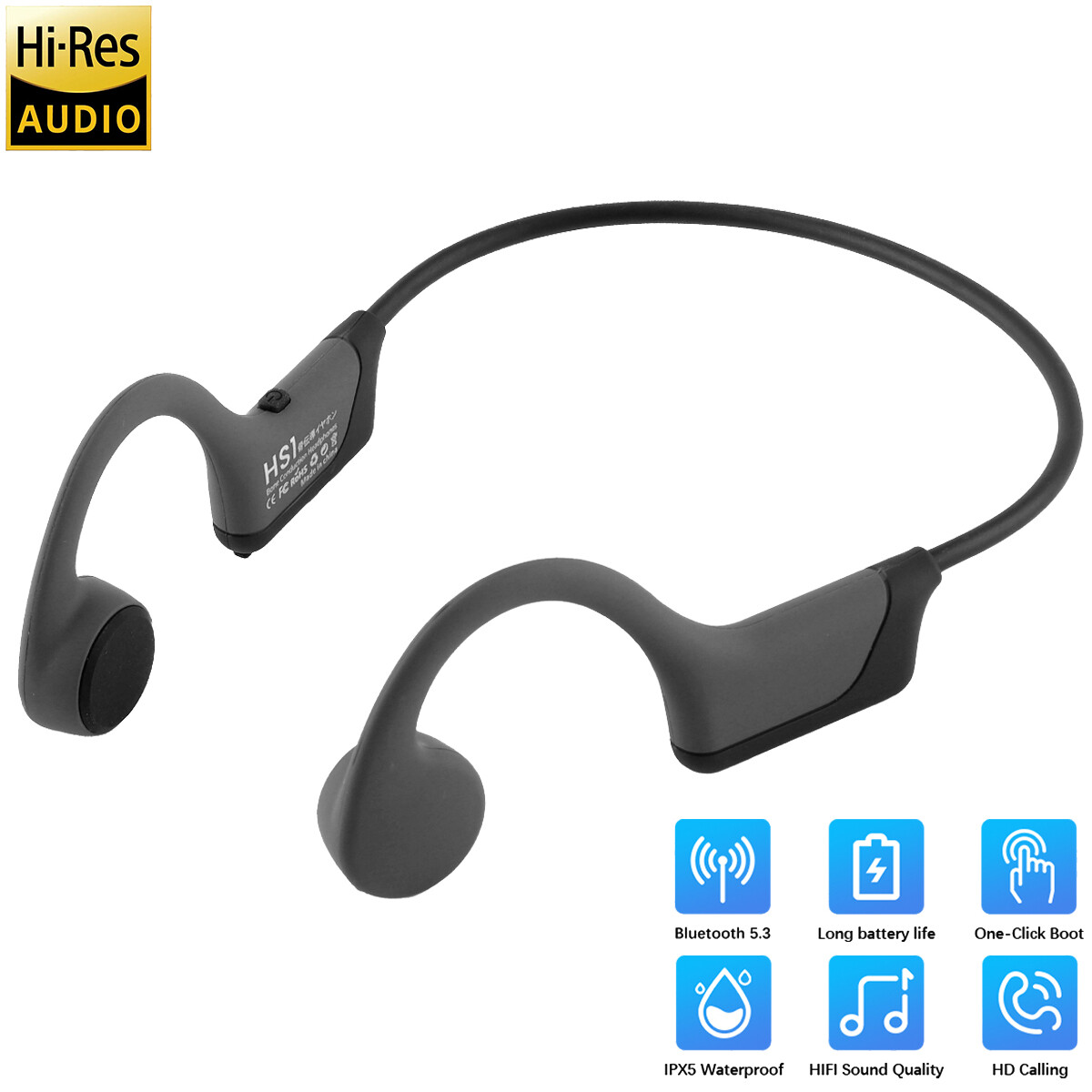 Bone Conduction Headphones Bluetooth 5.3 Wireless Earbuds Outdoor Sport Headset`