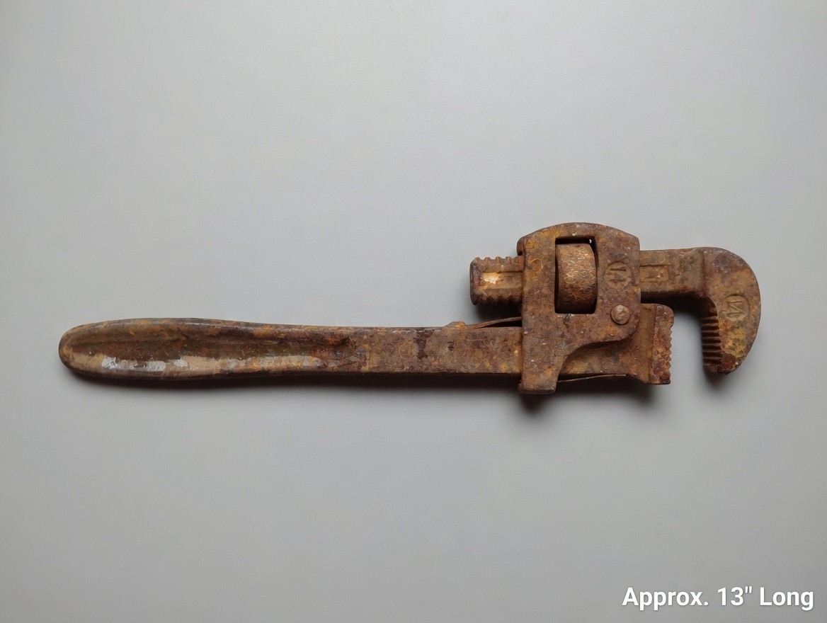 Vintage 13" Stillson Pipe Wrench - Solid Steel - Antique Tool