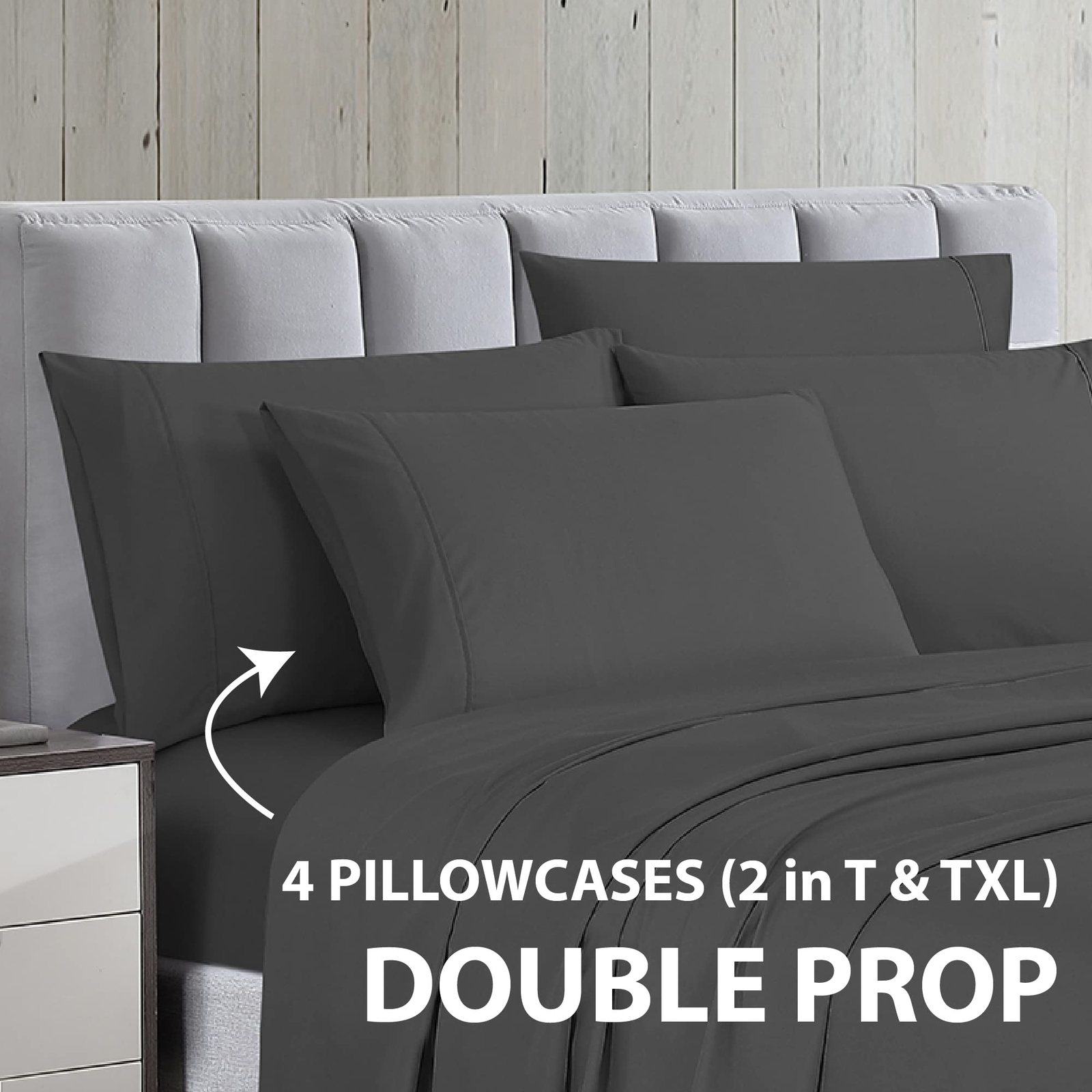 Cathay Home 4 pcs Sheet Set, Queen, Gray