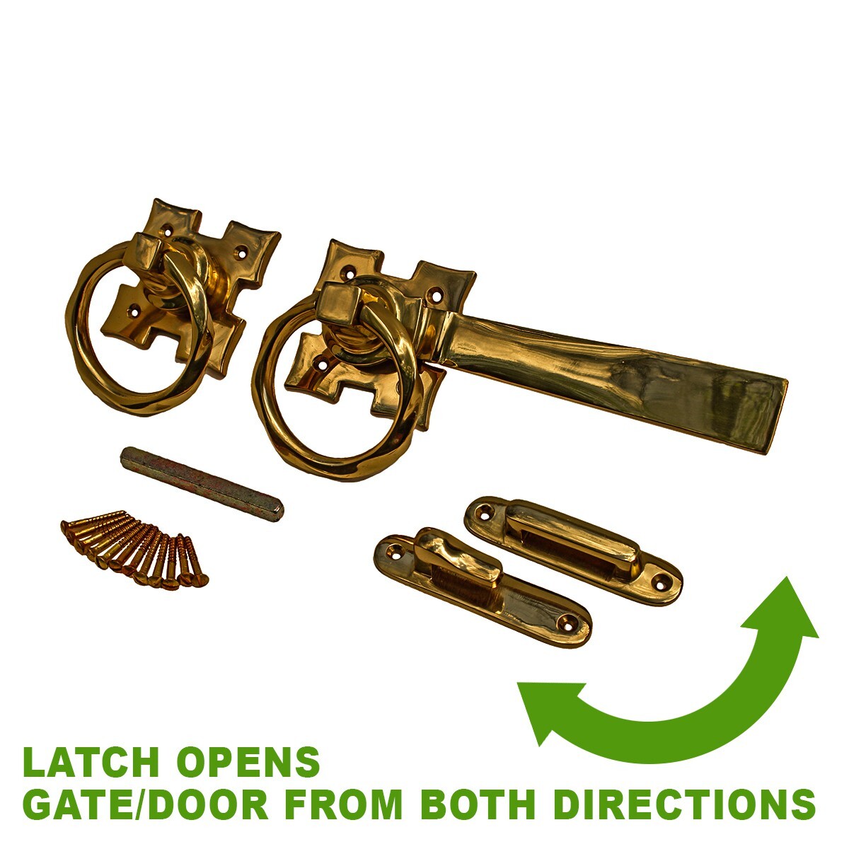 Gate Latch Set Solid Brass Ring Twist 7.25 "L Heavy Duty Renovators Supply