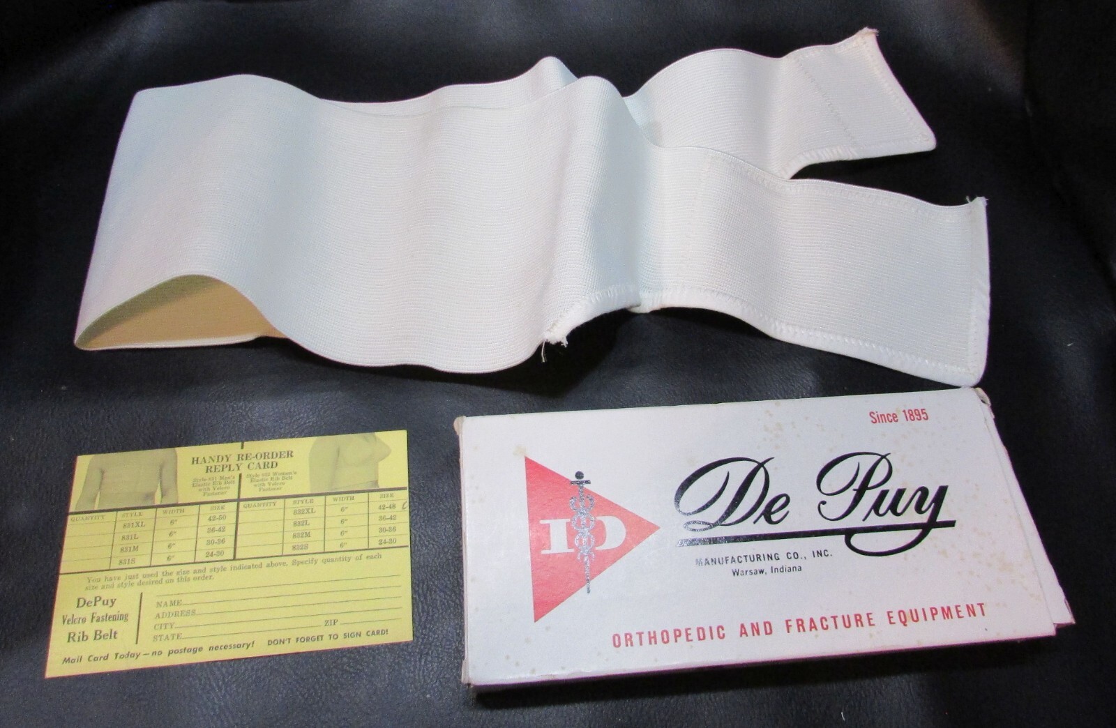 Vintage 1950s De Puy Mfg Warsaw Indiana USA Women's Orthopedic Rib Belt XL 42-48