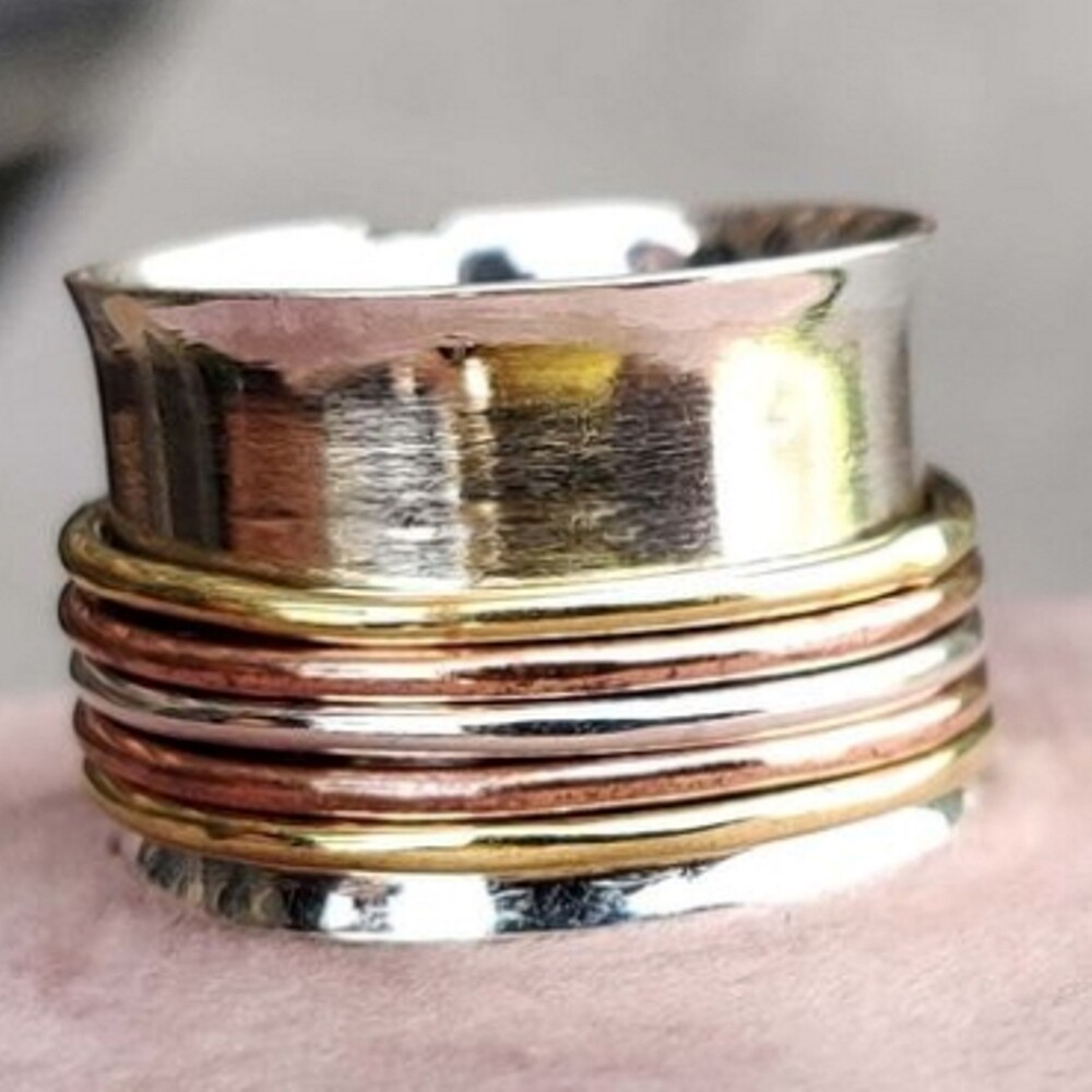 925 Sterling Silver Spinner Ring Boho Handmade Jewelry Gift For Engagement C-38