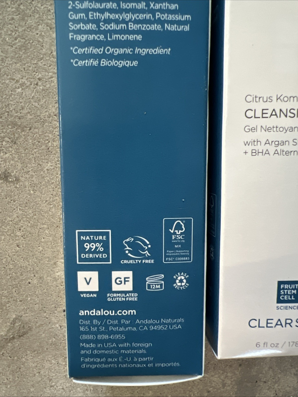 2 Bottles ANDALOU NATURALS Cleansing Gel 6 oz, Citrus Kombucha