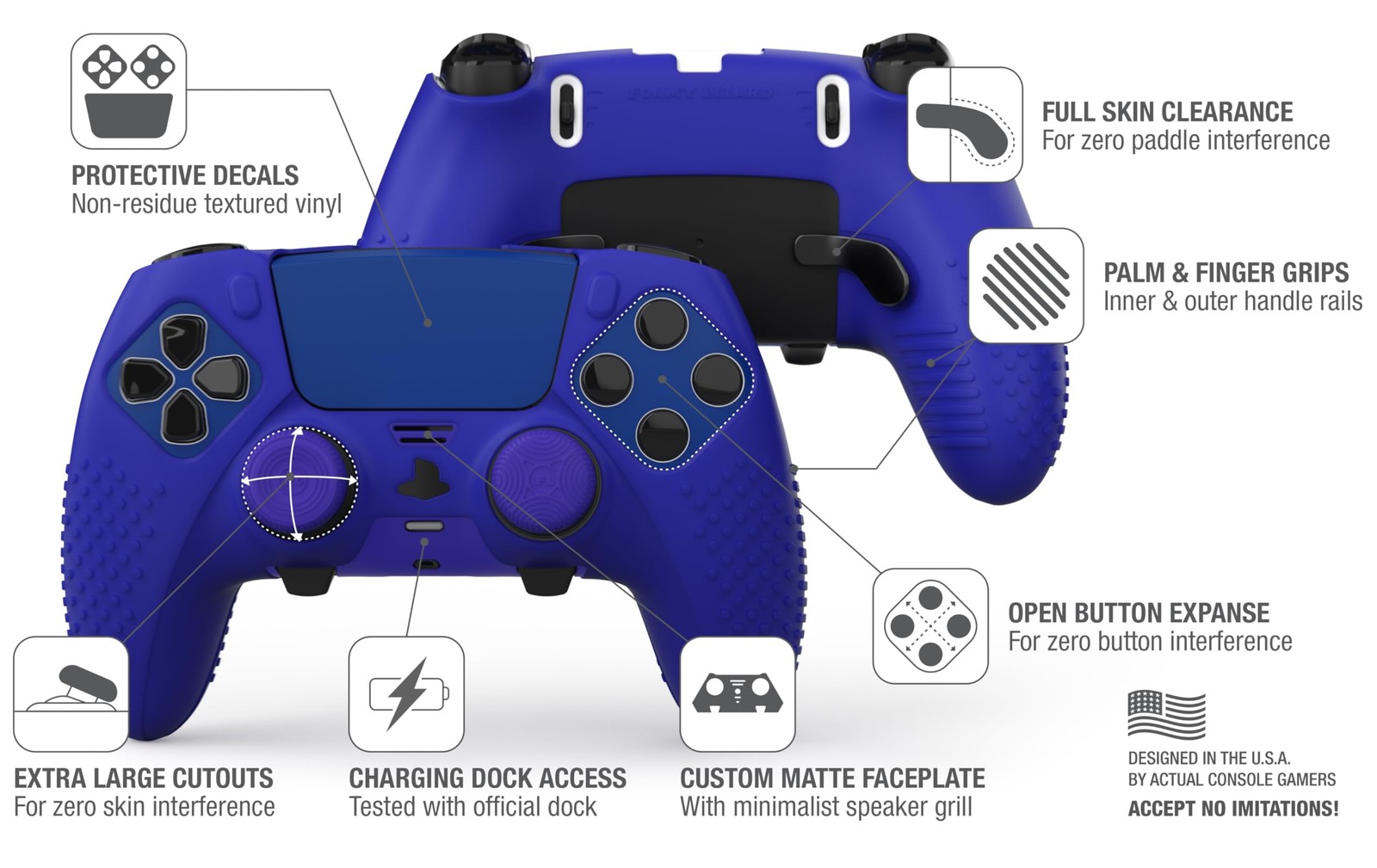 Foamy Lizard Eclipse PS5 Edge Controller Skin Combo Set | Dock Cobalt Blue