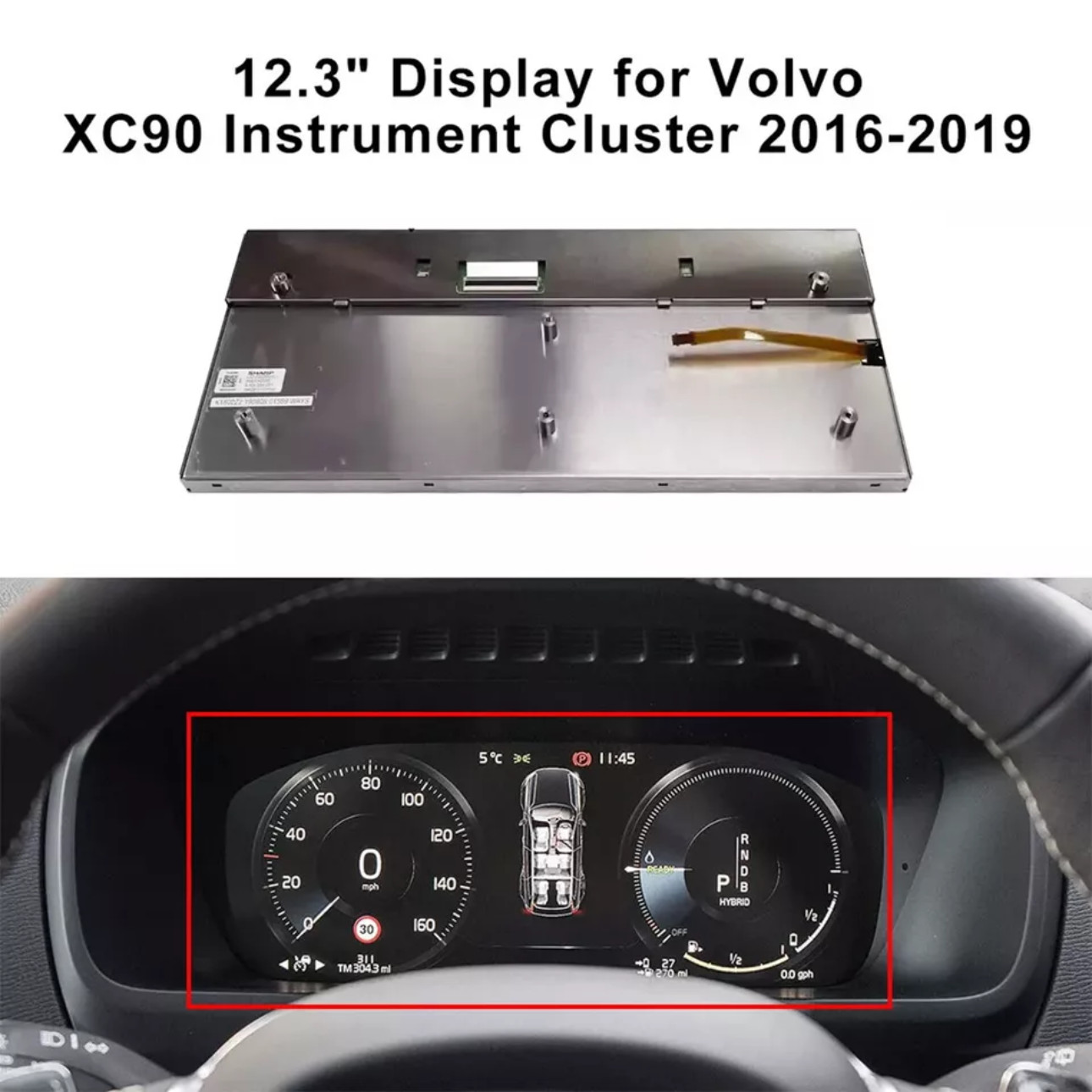 Display LQ123B5RW01 for Volvo XC60 XC90 S60 S90 Instrument Speedometer Cluster