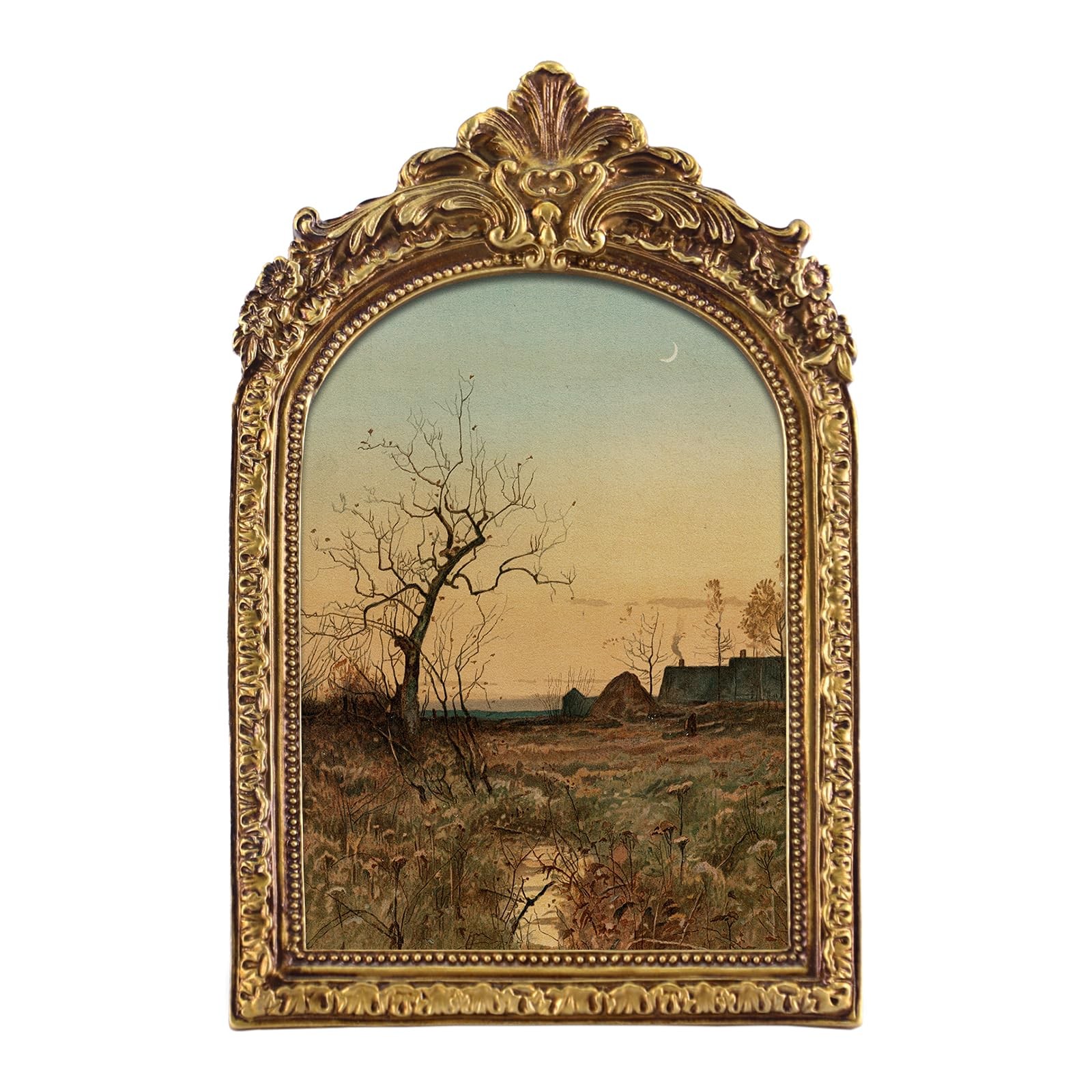 FOLKOR Canvas Wall Art with Vintage Gold Picture 5x7", Landscape in November