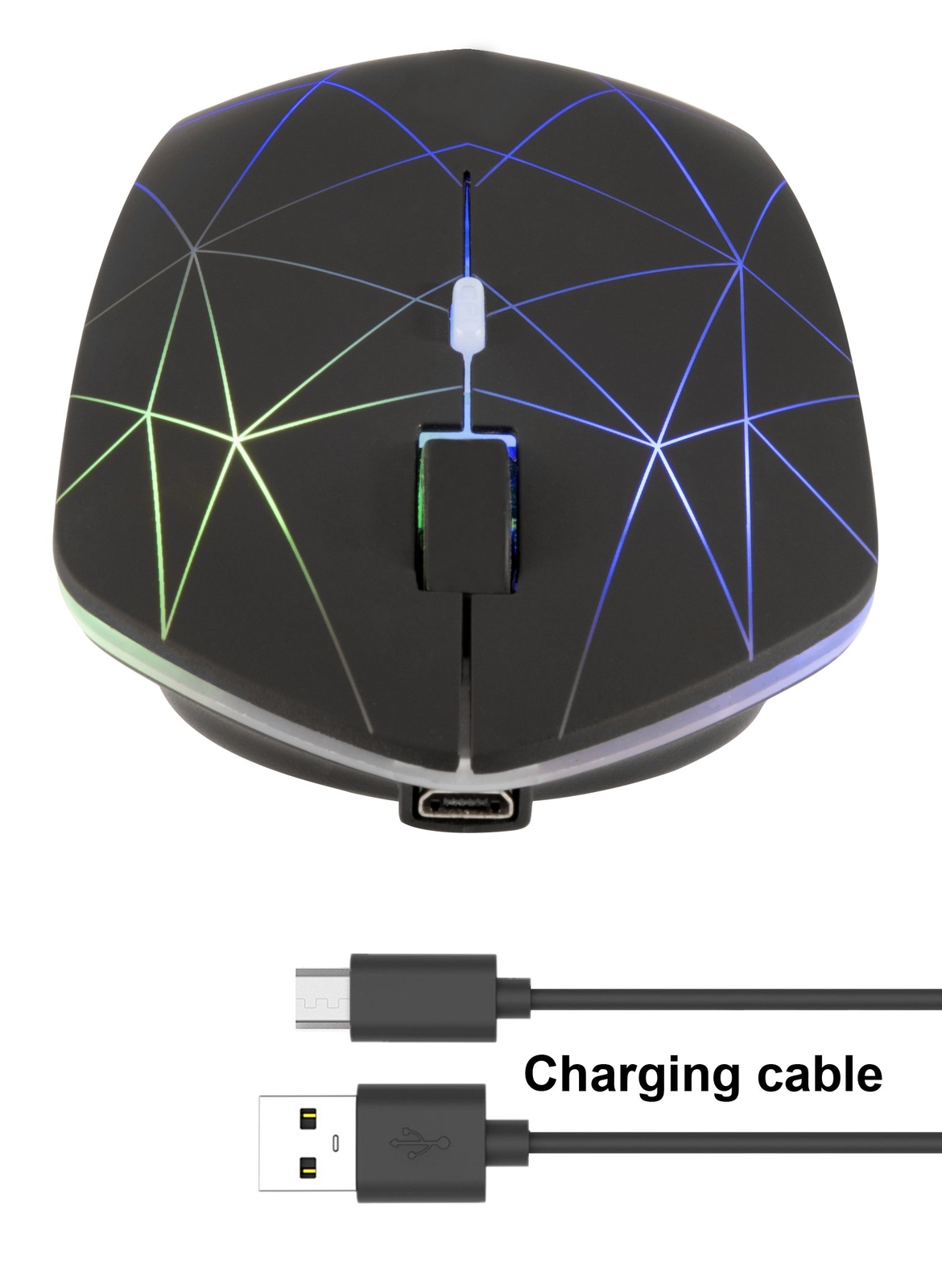 Rechargeable Wireless Mouse - Backlit Adjustable DPI USB Receiver for PC & Mac