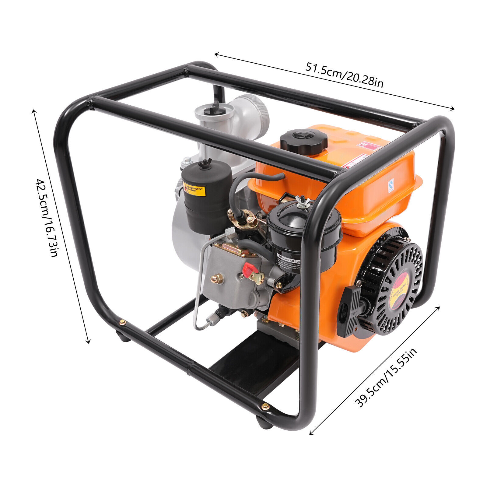 196CC Water Pump W/pipe,4l/1.06gal Diesel Powered 3600rpm Water Transfer Pump