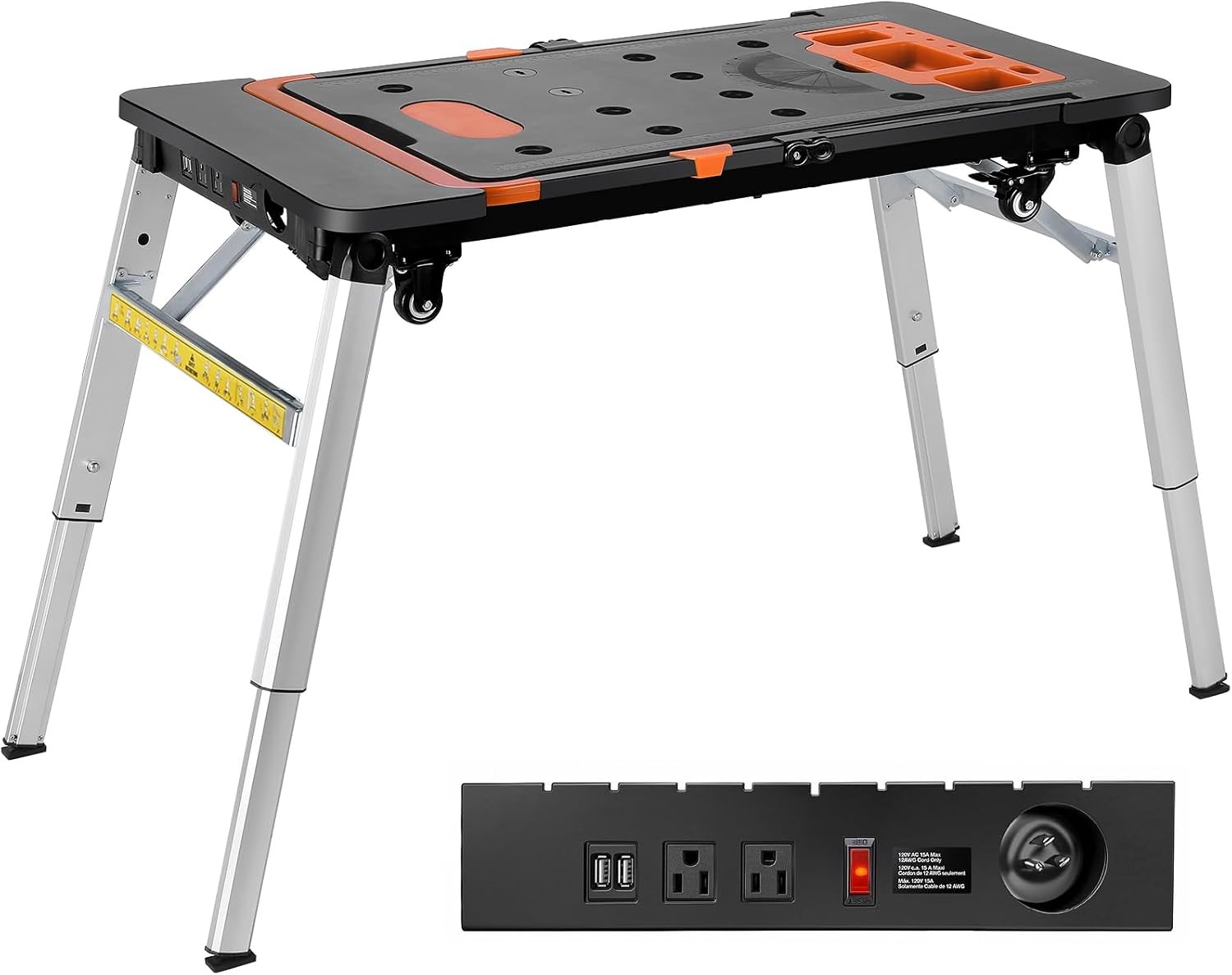 7-in-1 Portable Workstation,with Power Outlet 20.5"-31.5" Adjustable,Folding