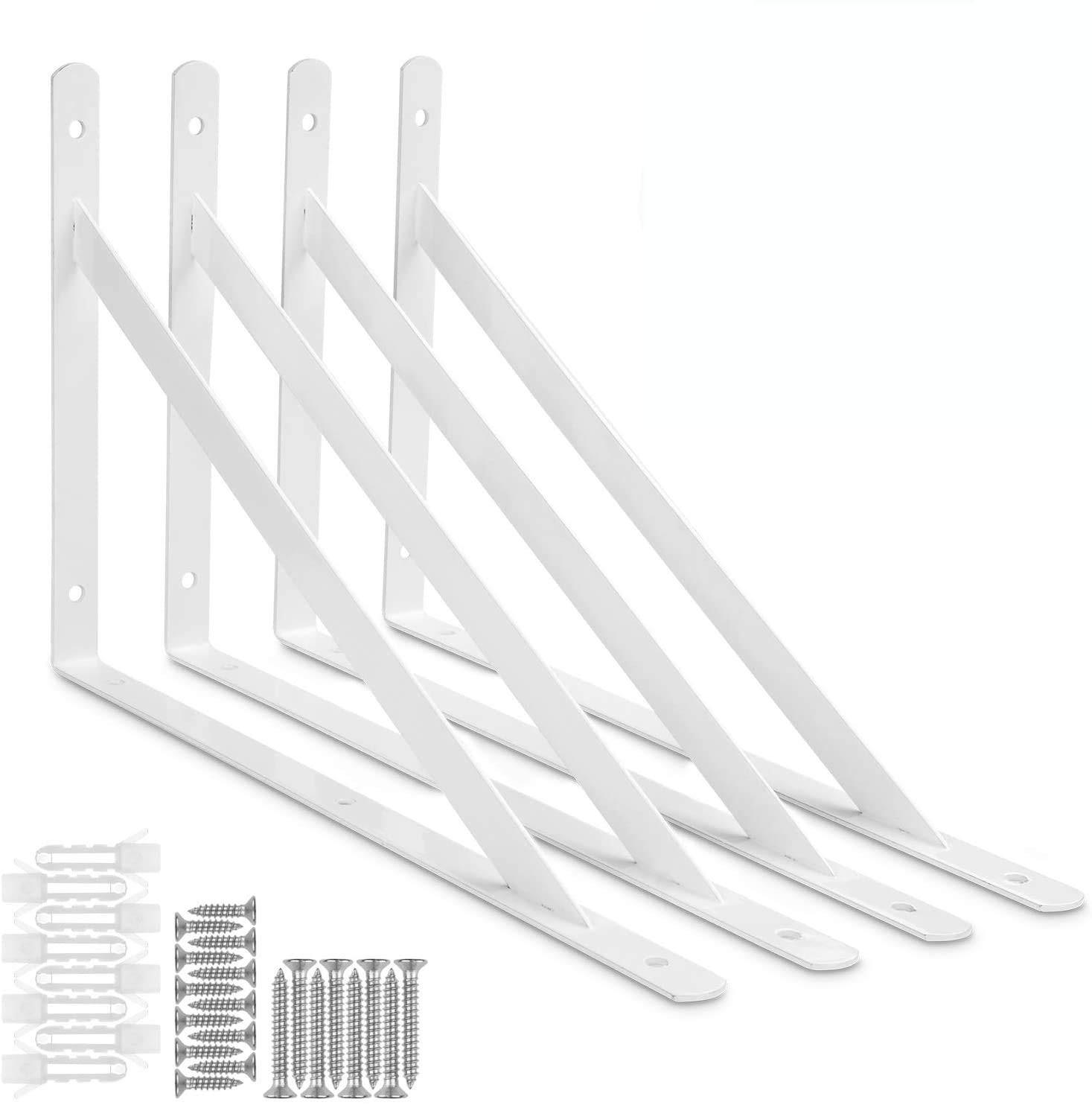 4 Pack 12 Inch Steel Shelf Brackets Heavy Duty L Brackets for Floating Shelves