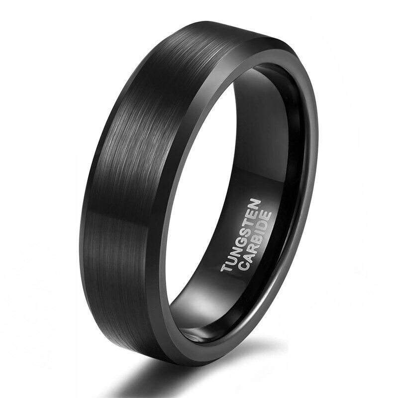 8MM Black Brushed Tungsten Carbide Ring for Men Wedding Birthday Party Jewelry