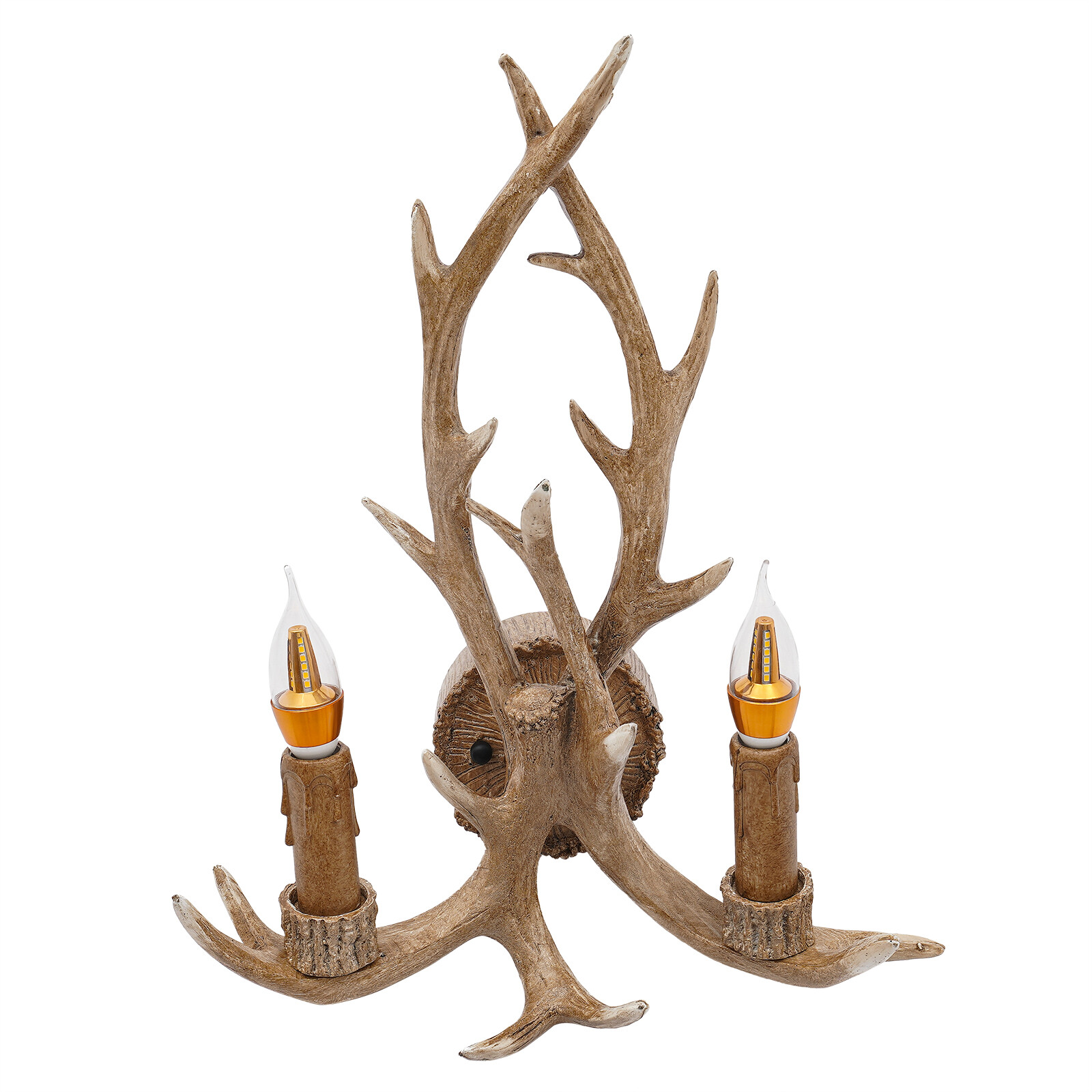Resin Antler Wall Light Fixture Vintage Retro Deer Horn Sconce Lamp Home Decor