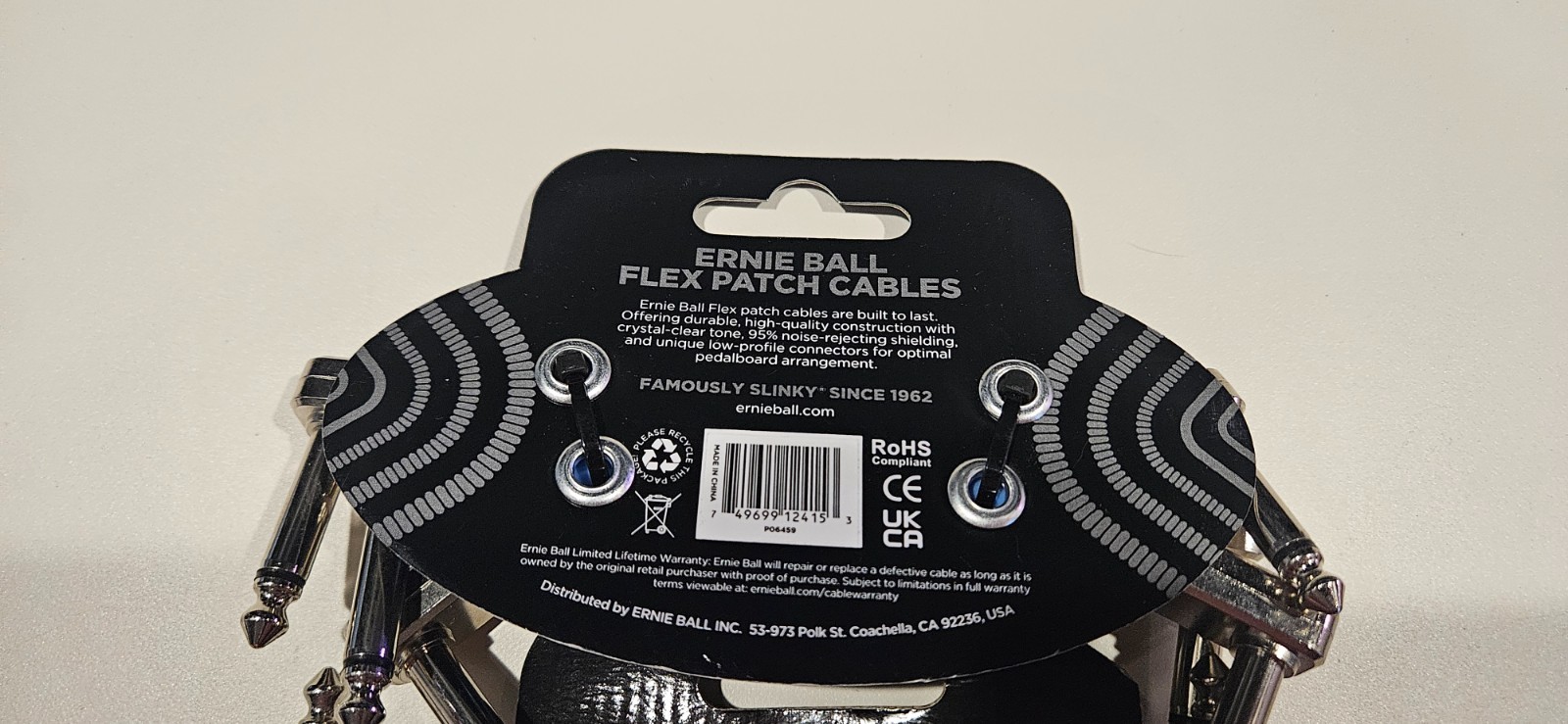 Ernie Ball Flex Guitar Patch Cables 3" (6 Pack) Blue