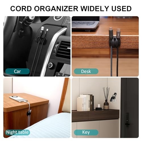 16Pack Black Desk Cable Management,Adjustable Cord Organizer Black-16 Pack