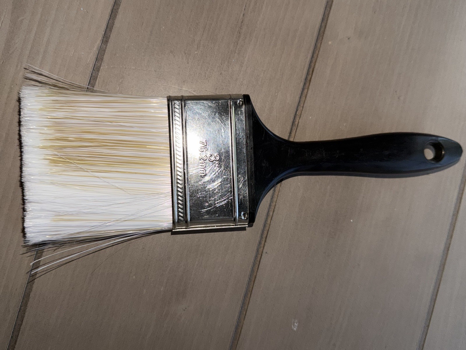 3" Flat Paint Brush Synthetic Bristles Medium, Black Plastic Short Handle