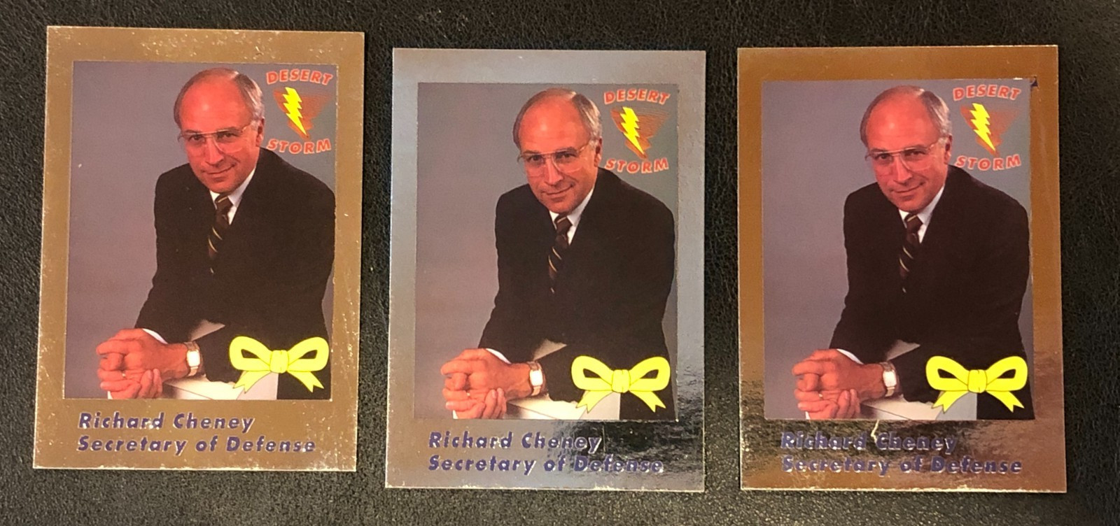 (3)x Richard Dick Cheney Secretary of Defense 1991 Desert Storm AMA Foil Cards