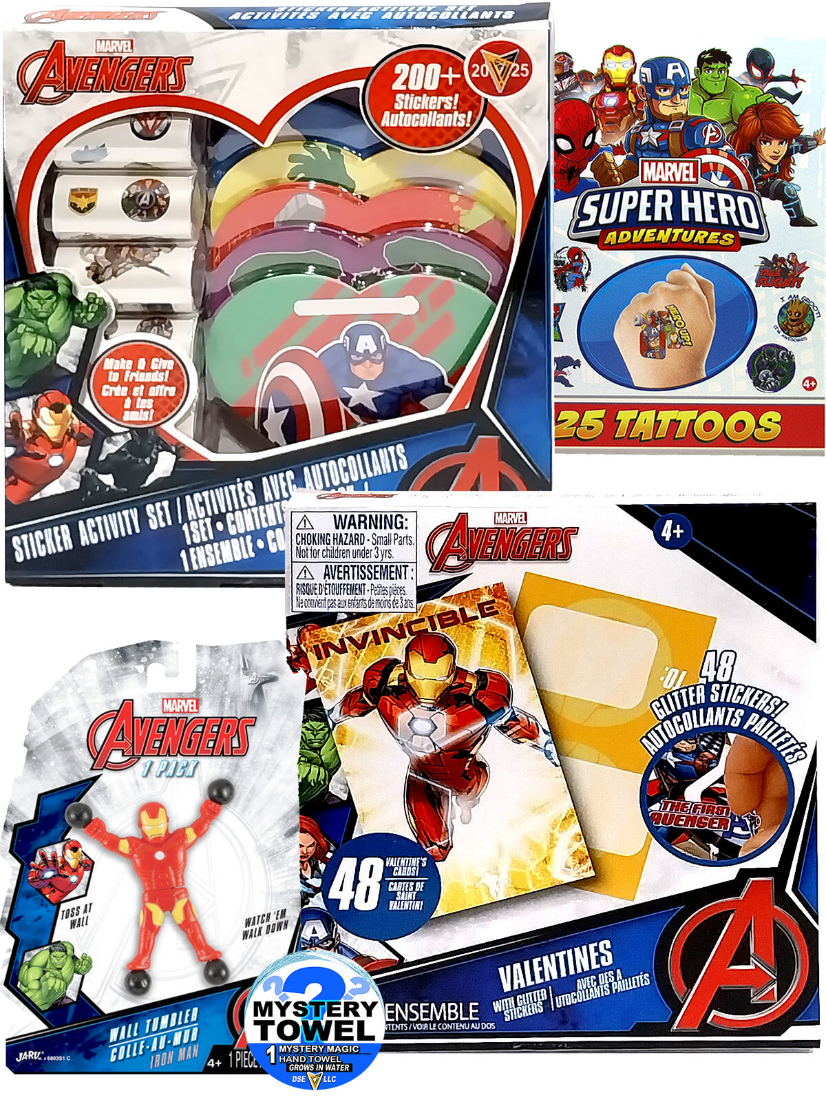 Avengers Ironman 5pc Valentines Activity Set Deluxe with DSE Bonus Mystery Towel