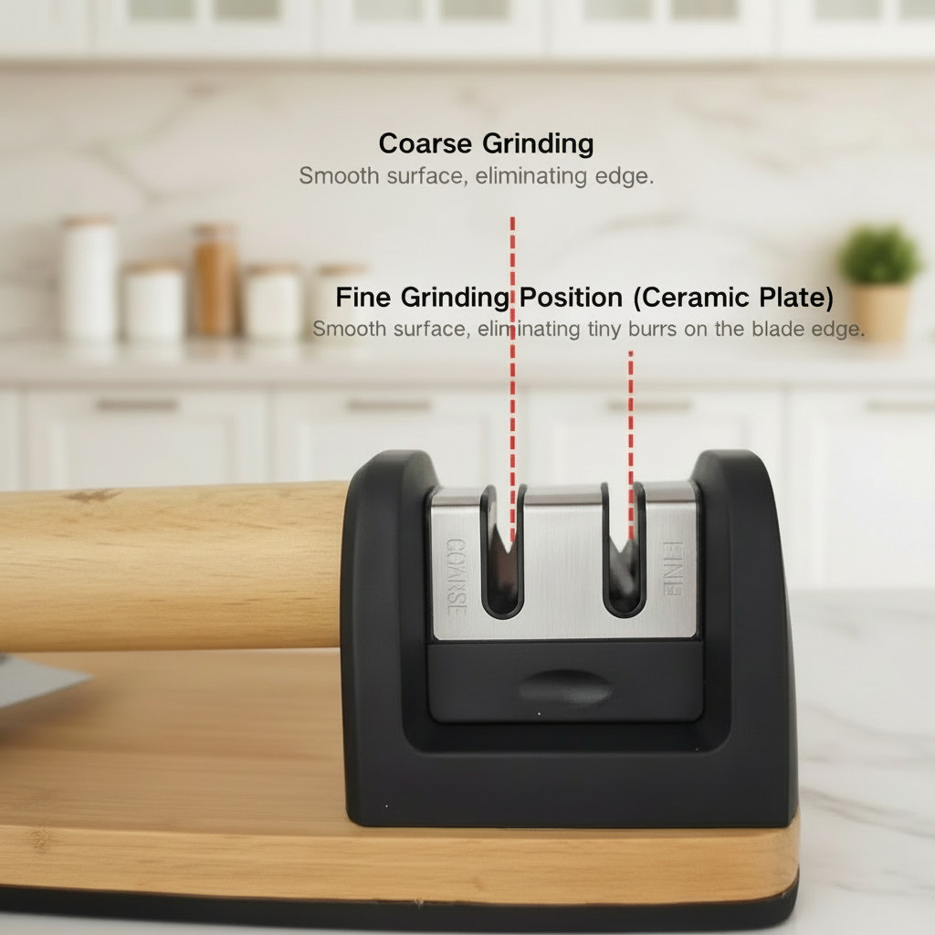 Two-Stage Knife Sharpener with Wooden Handle