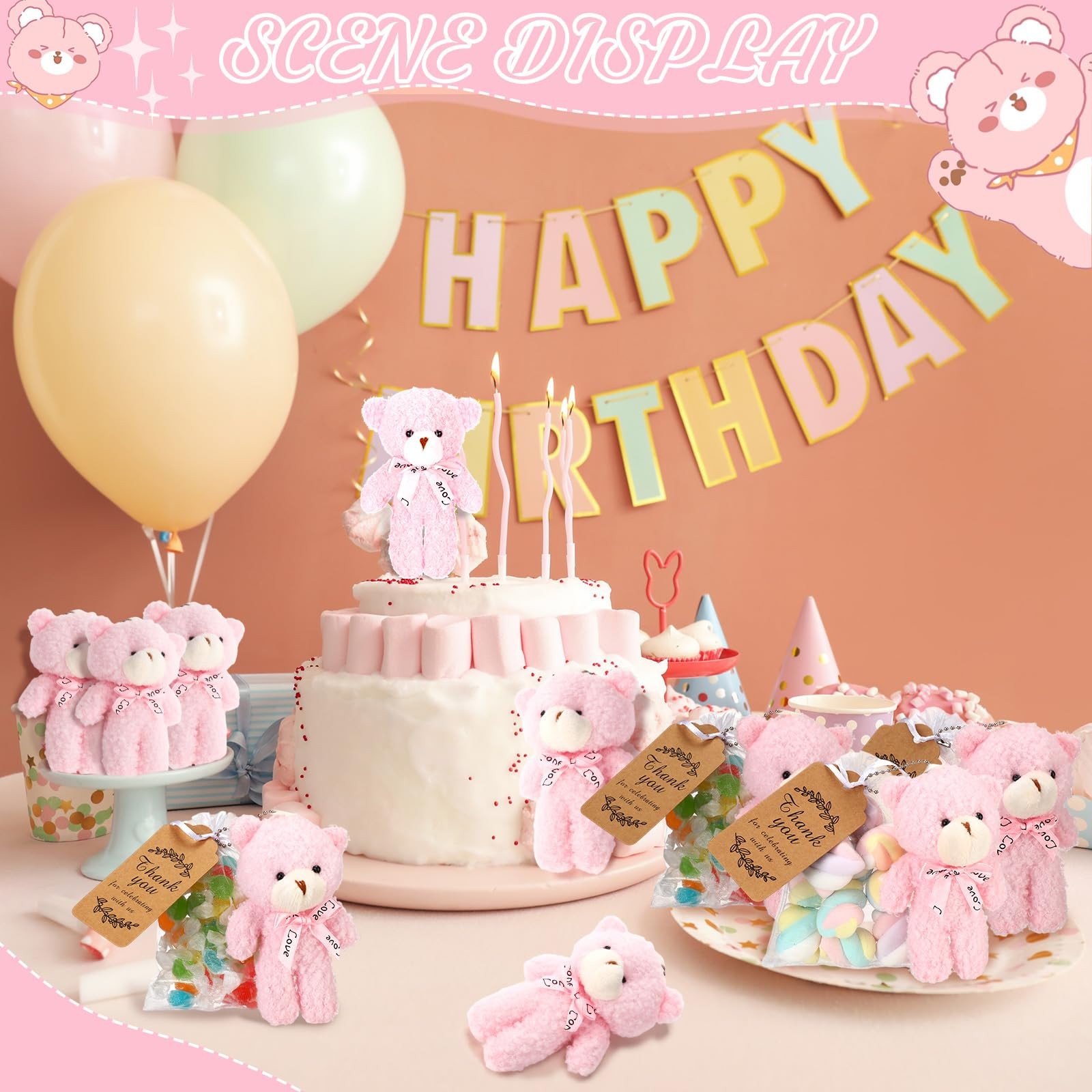 60 Pcs Tiny Stuffed Bear Baby Shower Decorations, Include 4.7 Inch Soft Bear ...