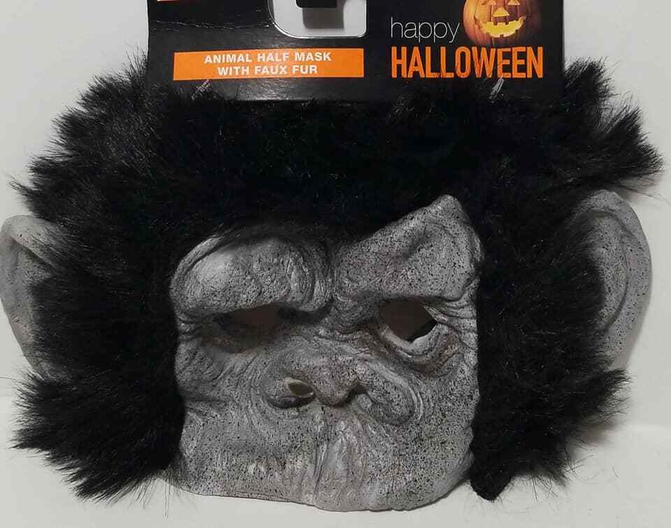 Happy Halloween Animal Half Mask With Faux Fur One Size  (LOC TUB-109)