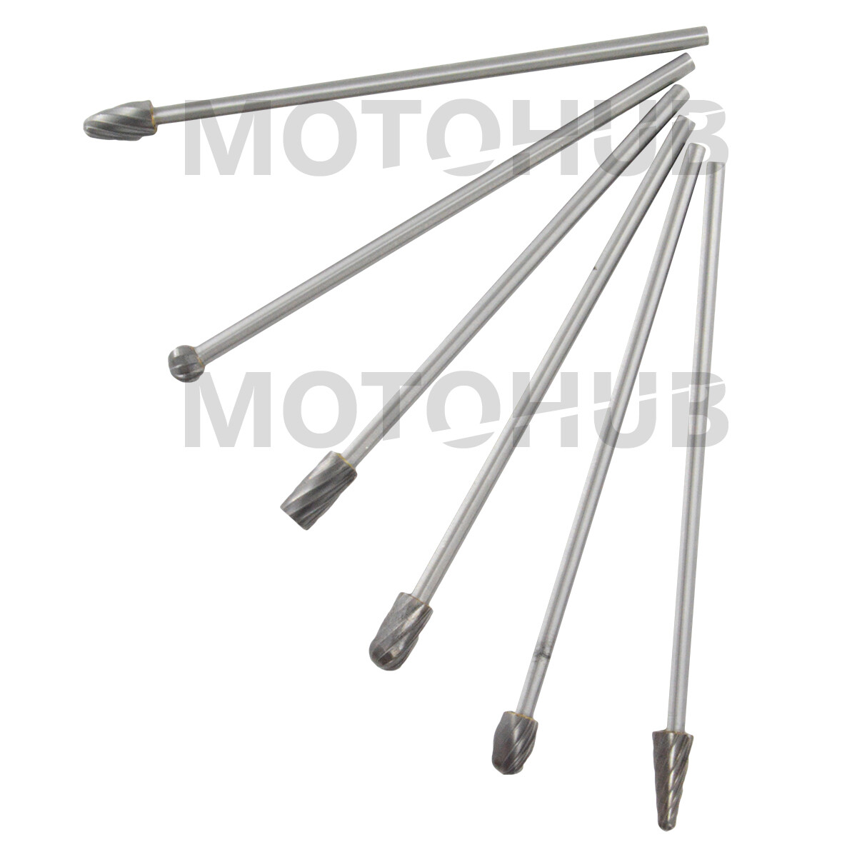 6pc 1/4" Tungsten Rotary Carbide Burr Bits Aluminum Bur 6" Long Shank Single Cut