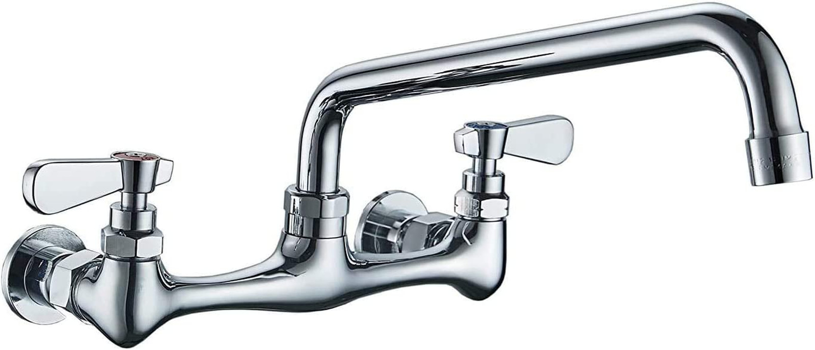 Wall Mount Commercial Kitchen Faucet with 8" Swivel Spout & Chrome Finish