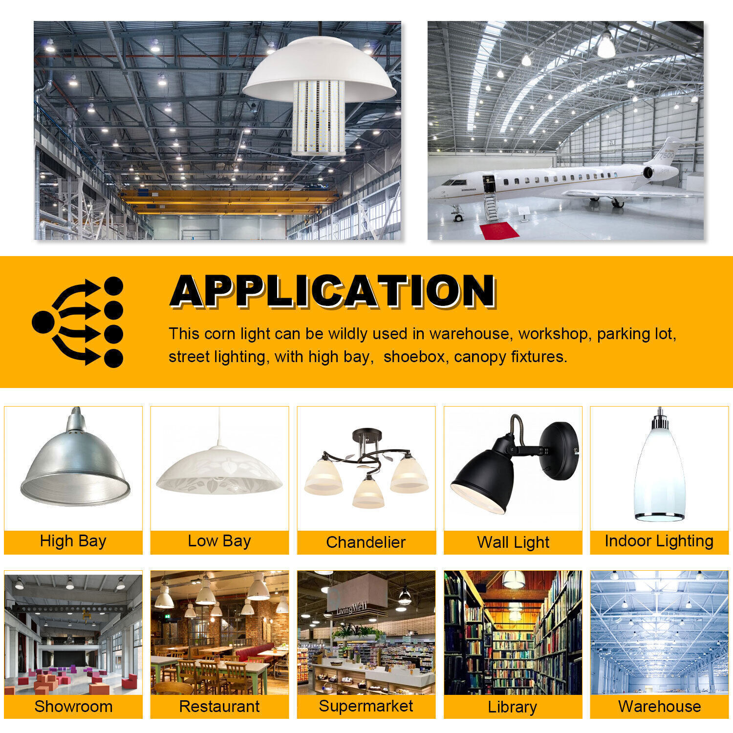 6Pcs 200W LED Corn Light Bulb E39 Mogul Base Replace 1000W MH HPS Warehouse Lamp