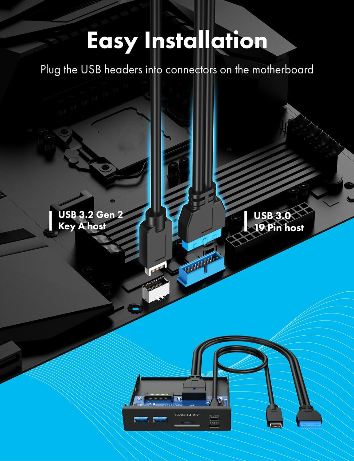 3.5 Inch Front Panel USB C Hub, Sd/Microsd Internal Card Reader