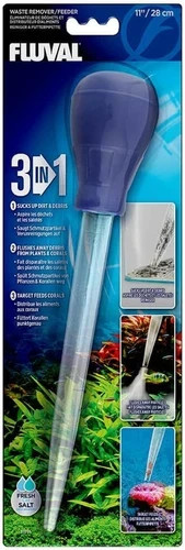 Fluval 3-in-1 Waste Remover Feeder 11in 28cm Fresh Salt Aquarium Tool Cleaner
