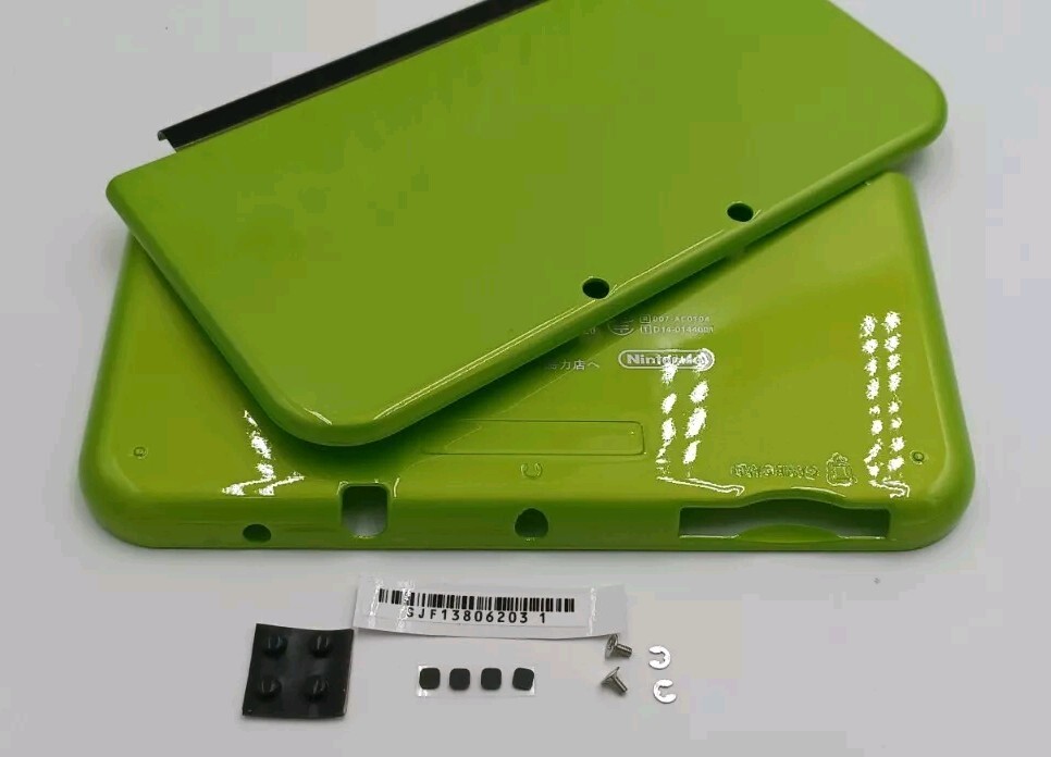 New Nintendo 3ds Xl LL Lime Green Replacement Shells Front+Rear+Rubber+Label UPC