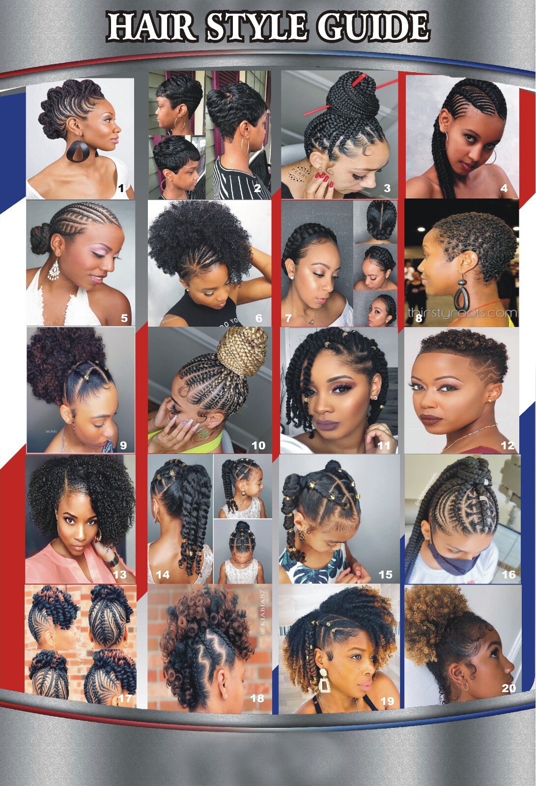 24 X 36 american African hair style POSTER Salon HAIR STYLES FOR american girls