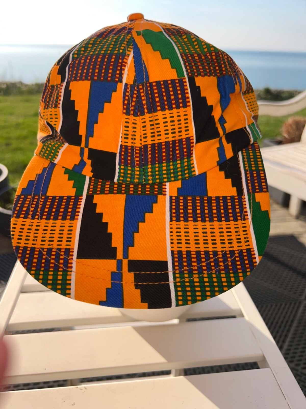 Avon gold Royal Blue Green Plaid 1994 Hat Cap Snapback EUC