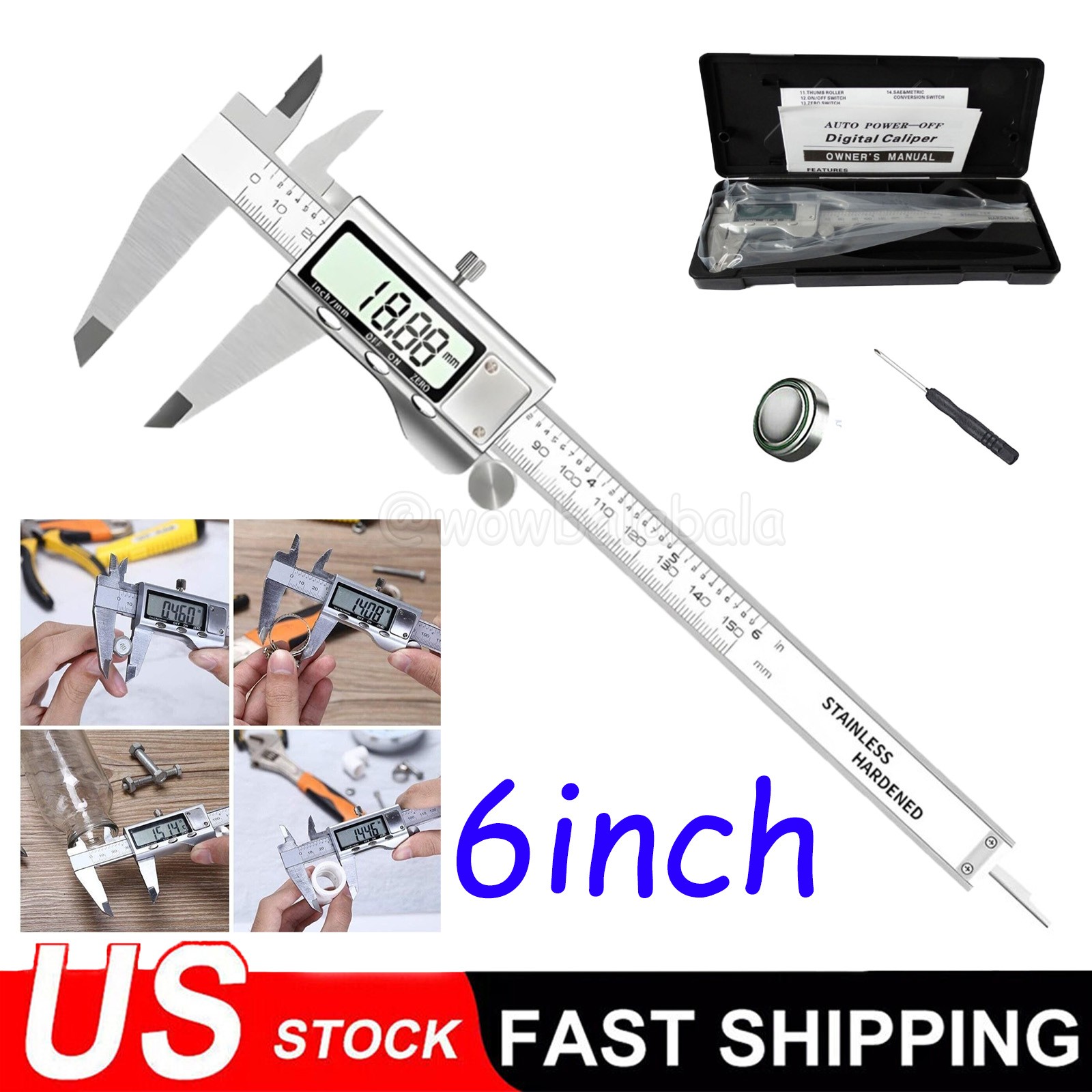6" 150mm Digital Caliper Micrometer LCD Gauge Vernier Electronic Measuring Tool