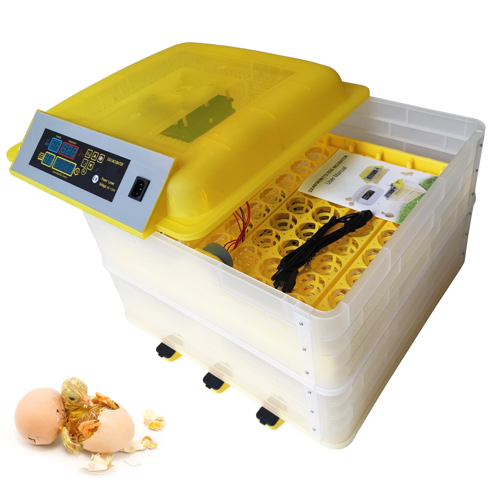 112 Eggs Poultry Incubator 110V Automatic Intelligent PID 2 Layer Egg Incubator