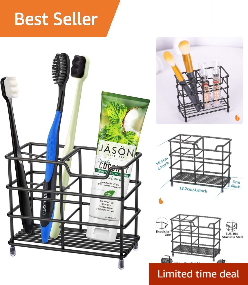 Lightweight Freestanding Stainless Steel Toothbrush Stand - 5 Compartment Design
