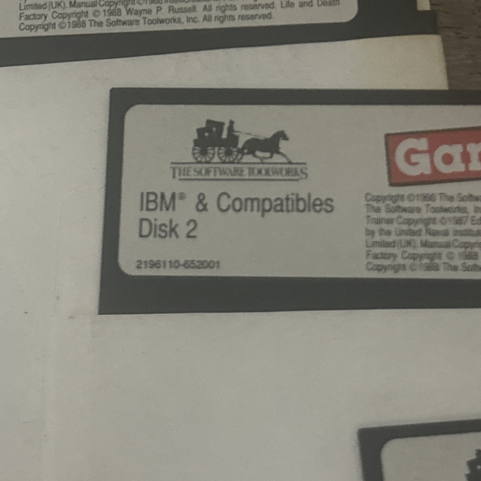 Vintage Software Toolworks Game Pak I IBM DOS Computer Software 5.25 Disks 1,2,3