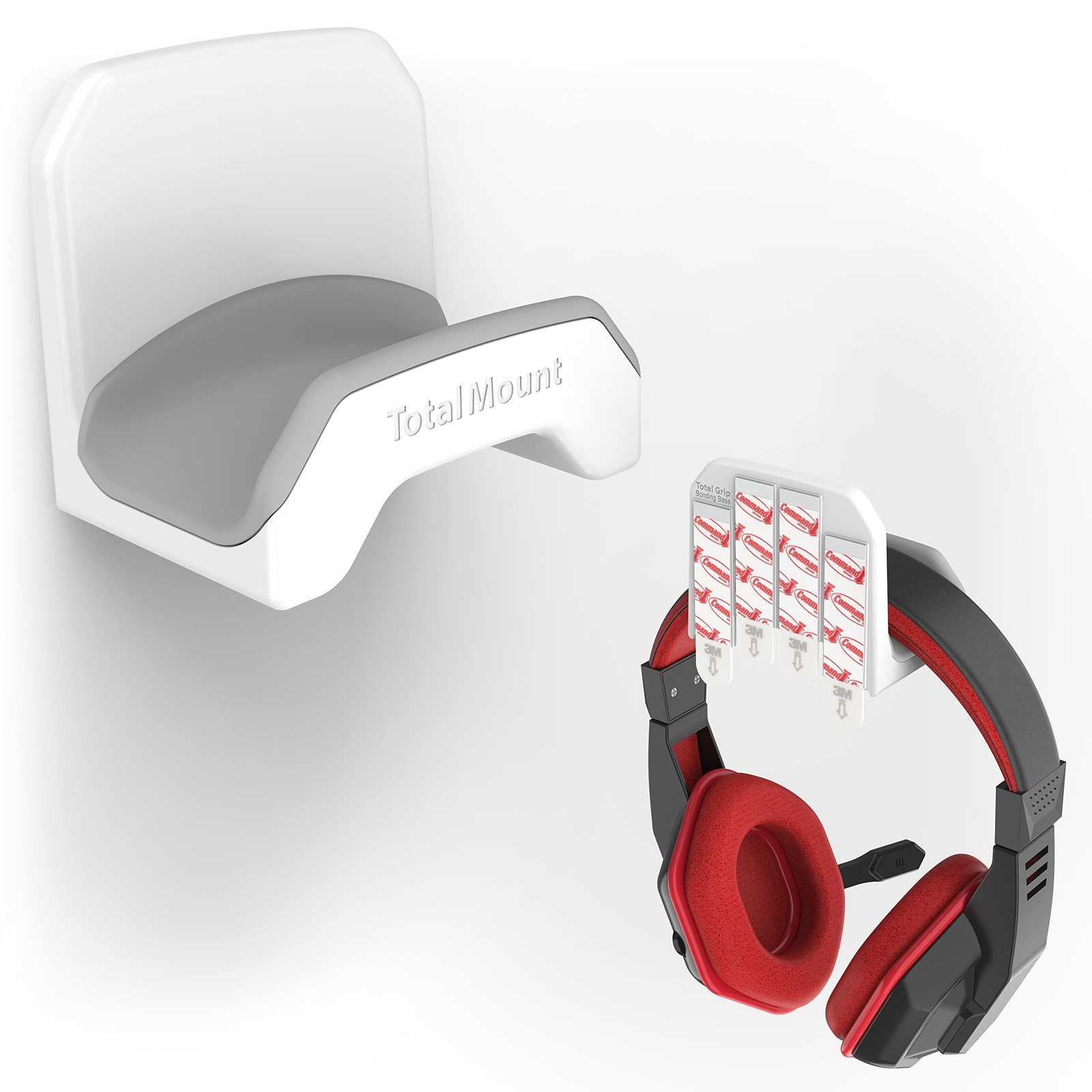 White Gaming Headset Hanger Adhesive Strips Wall Desk PC Mounting Silicone