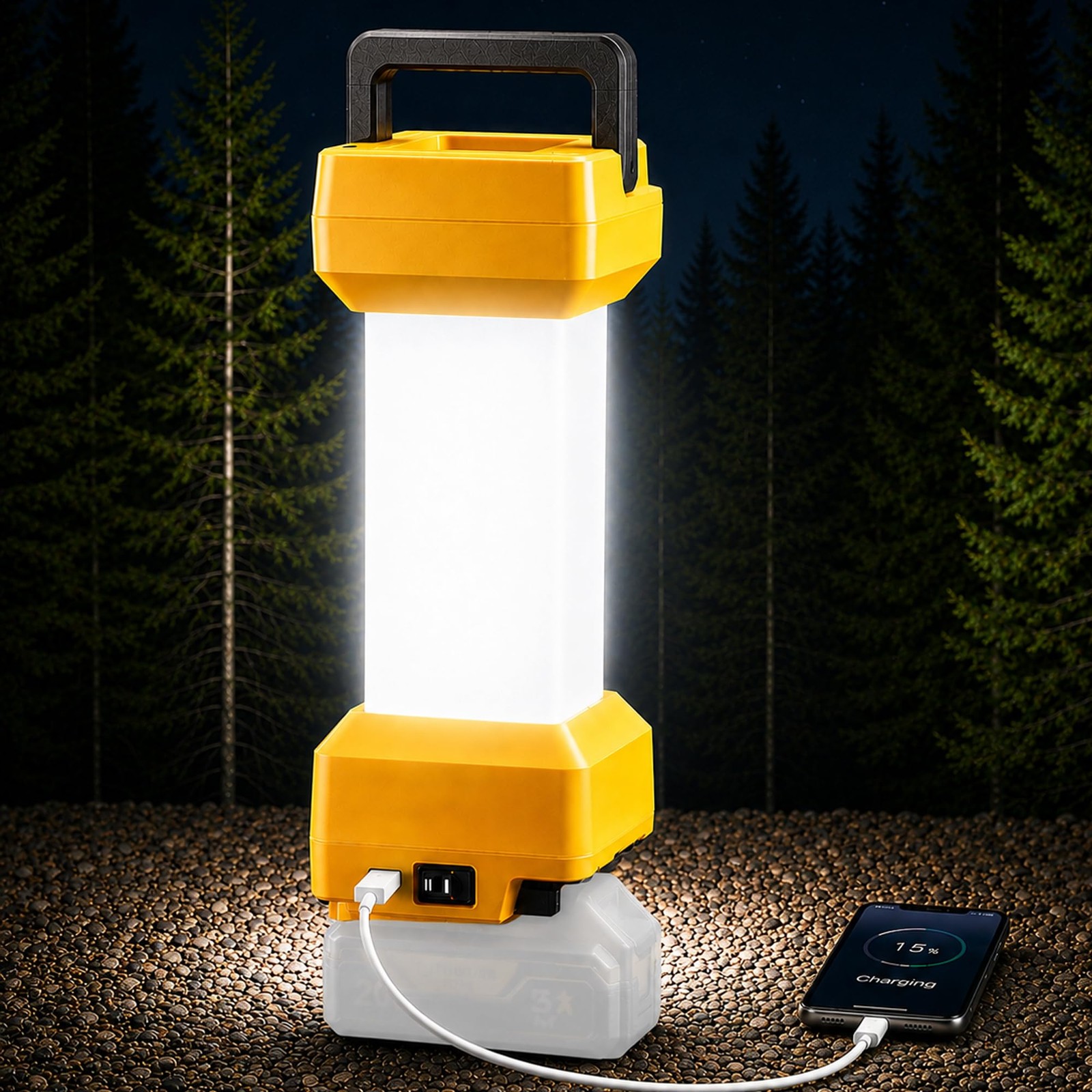 Cordless LED Work Lantern for DeWalt 20V Battery, 360° Area Light with 20W US...