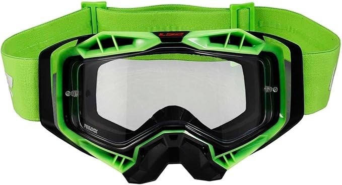NEW LS2 AURA Motocross Dirt Bike Adult Goggles Black Hi-Viz Green W/Clear Lens
